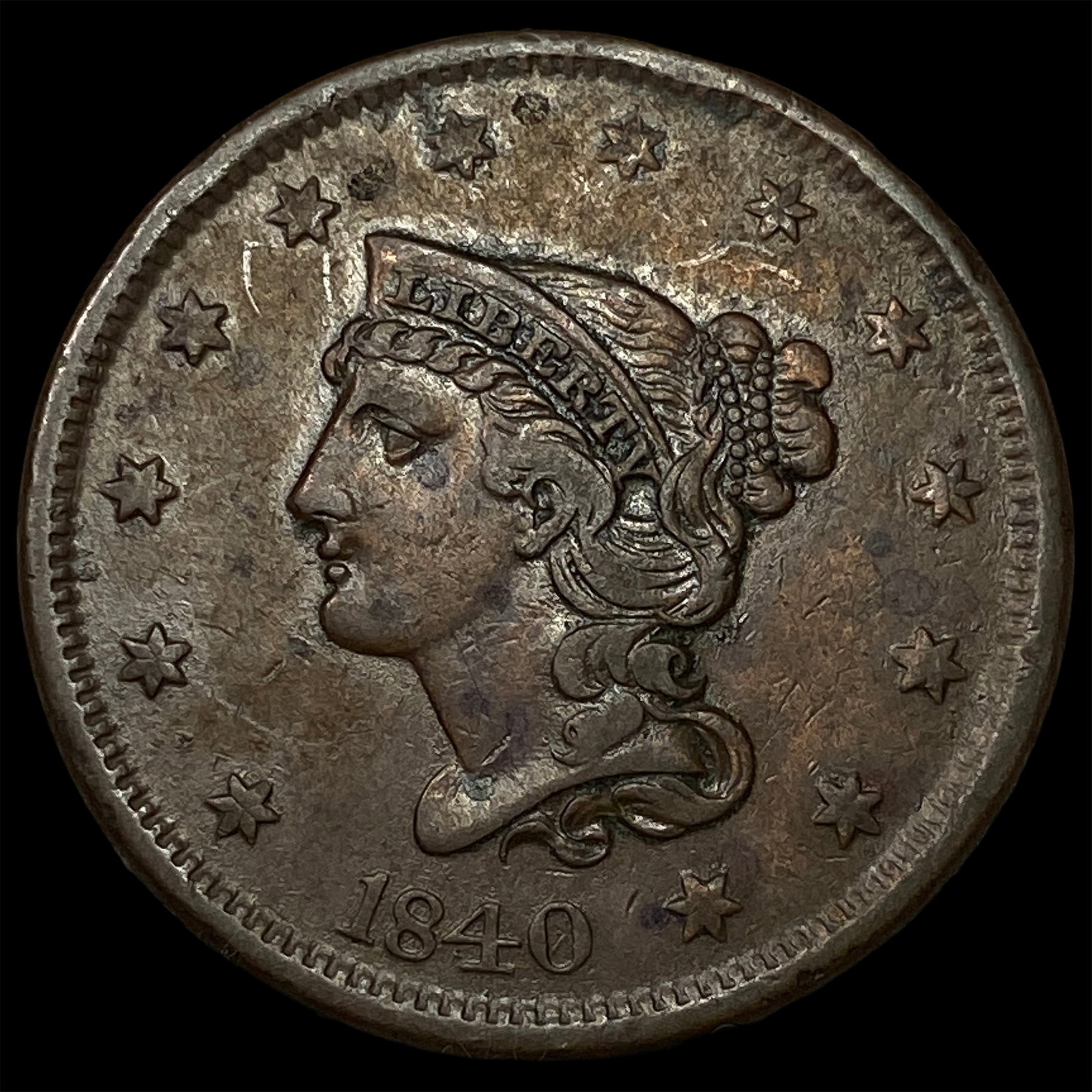 1840 Braided Hair Large Cent CLOSELY UNCIRCULATED (1 of 2)