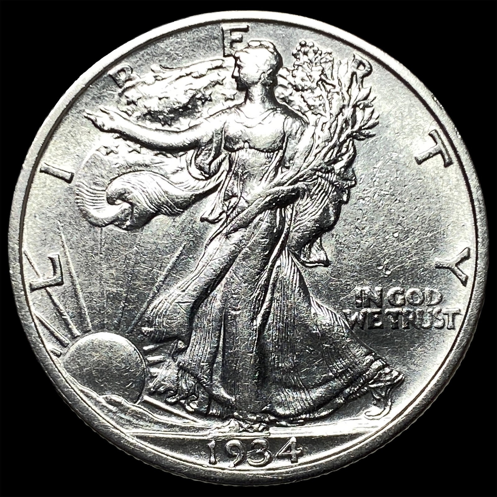 1934-S Silver Walking Liberty Half Dollar ABOUT UNCIRCULATED (1 of 2)