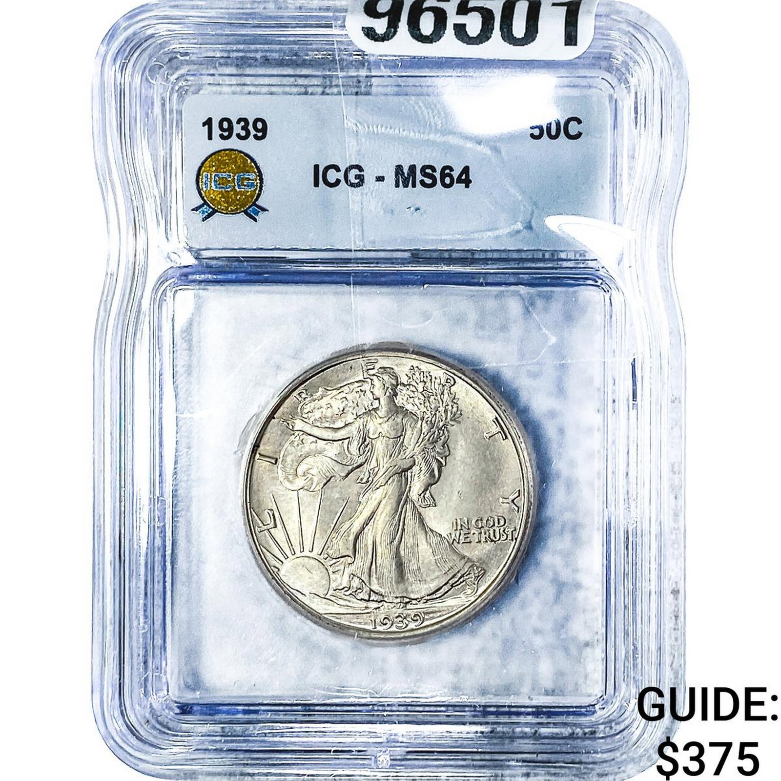 1939 Walking Liberty Half Dollar ICG MS64: 1939 Walking Liberty Half Dollar ICG MS64