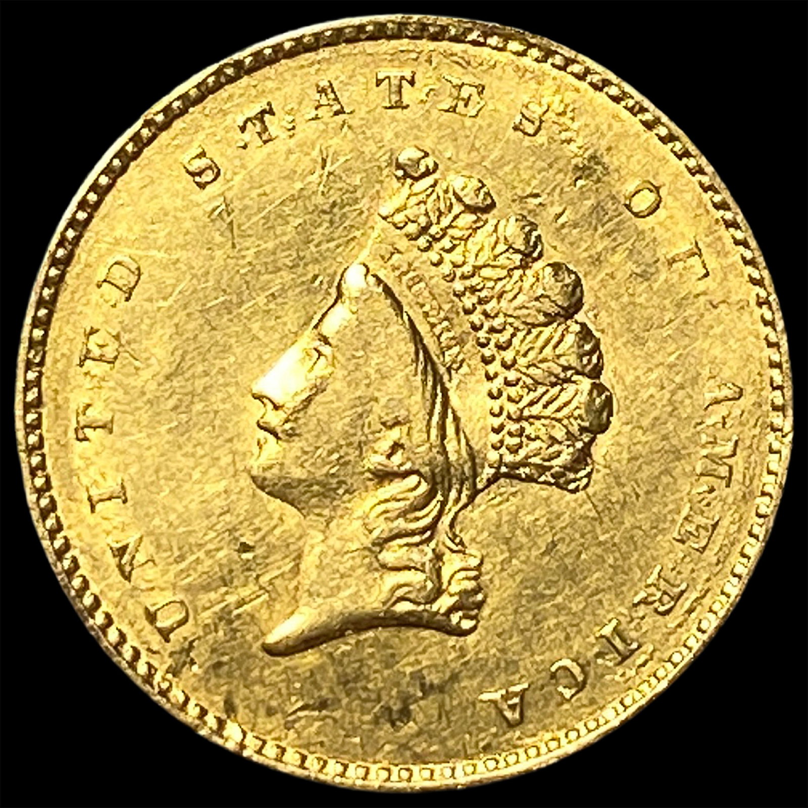 1854 Gold $1 Indian Princess Head Type 2 CHOICE AU (1 of 2)