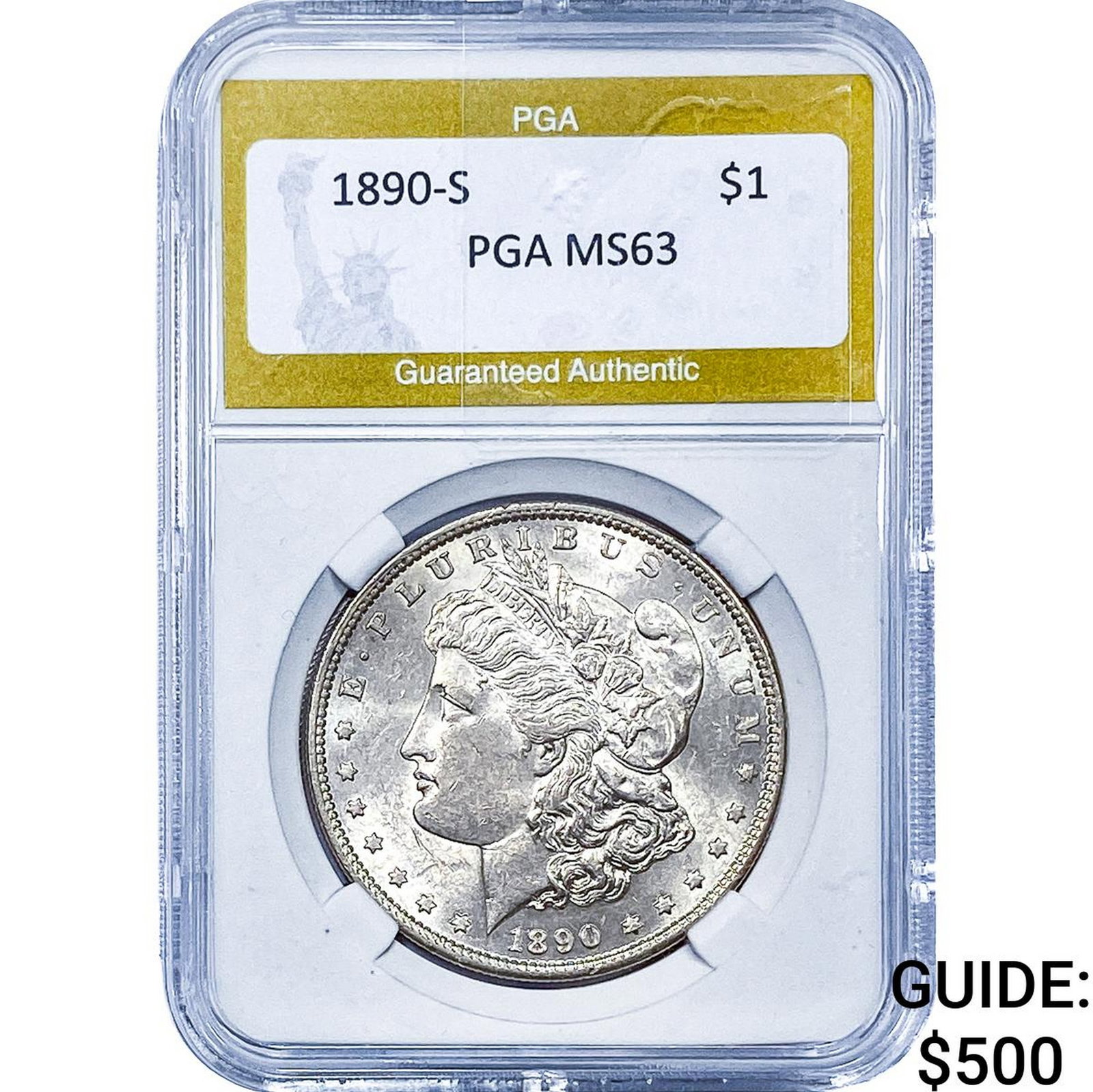 1890-S Morgan Silver Dollar PGA MS63: 1890-S Morgan Silver Dollar PGA MS63