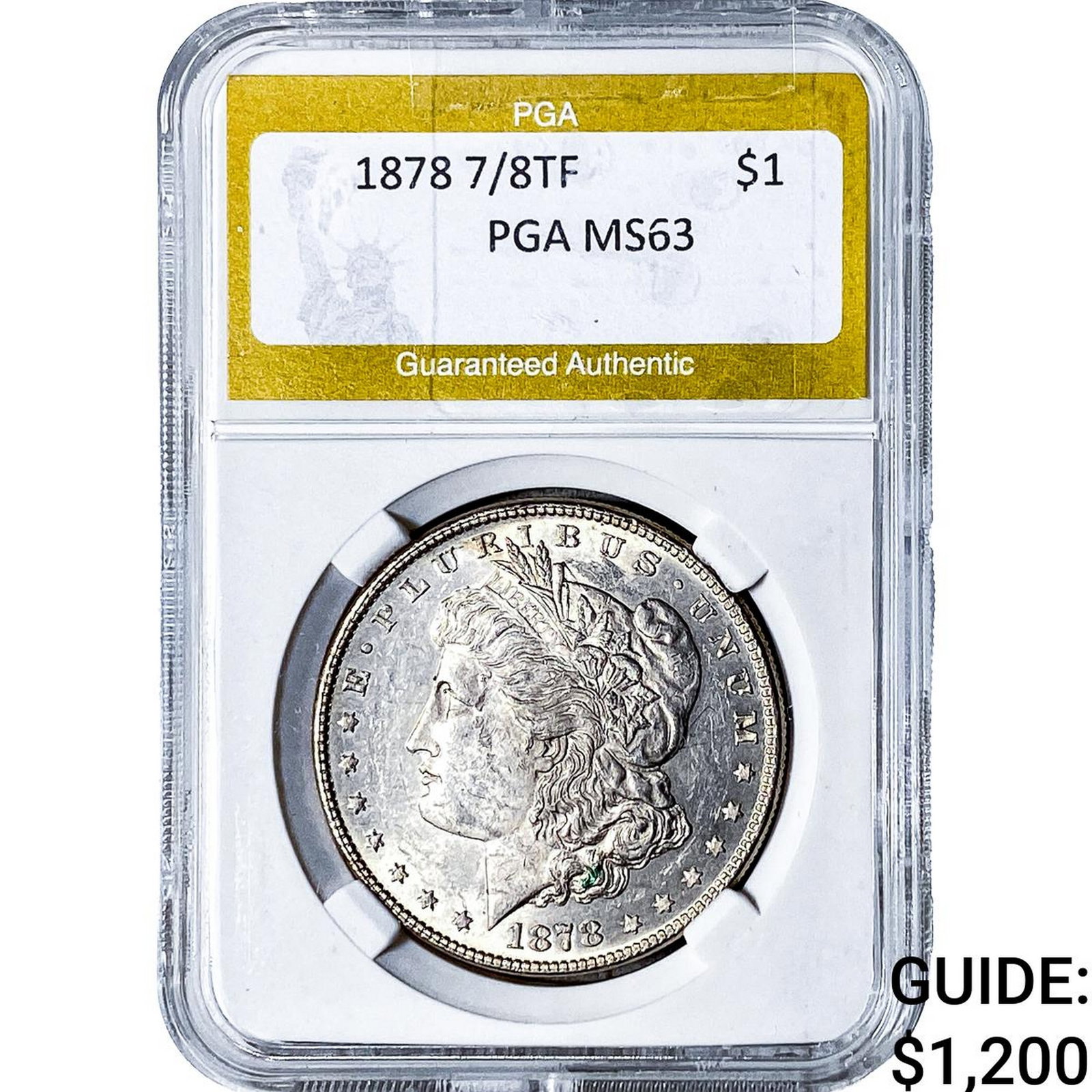 1878 7/8TF Morgan Silver Dollar PGA MS63: 1878 7/8TF Morgan Silver Dollar PGA MS63