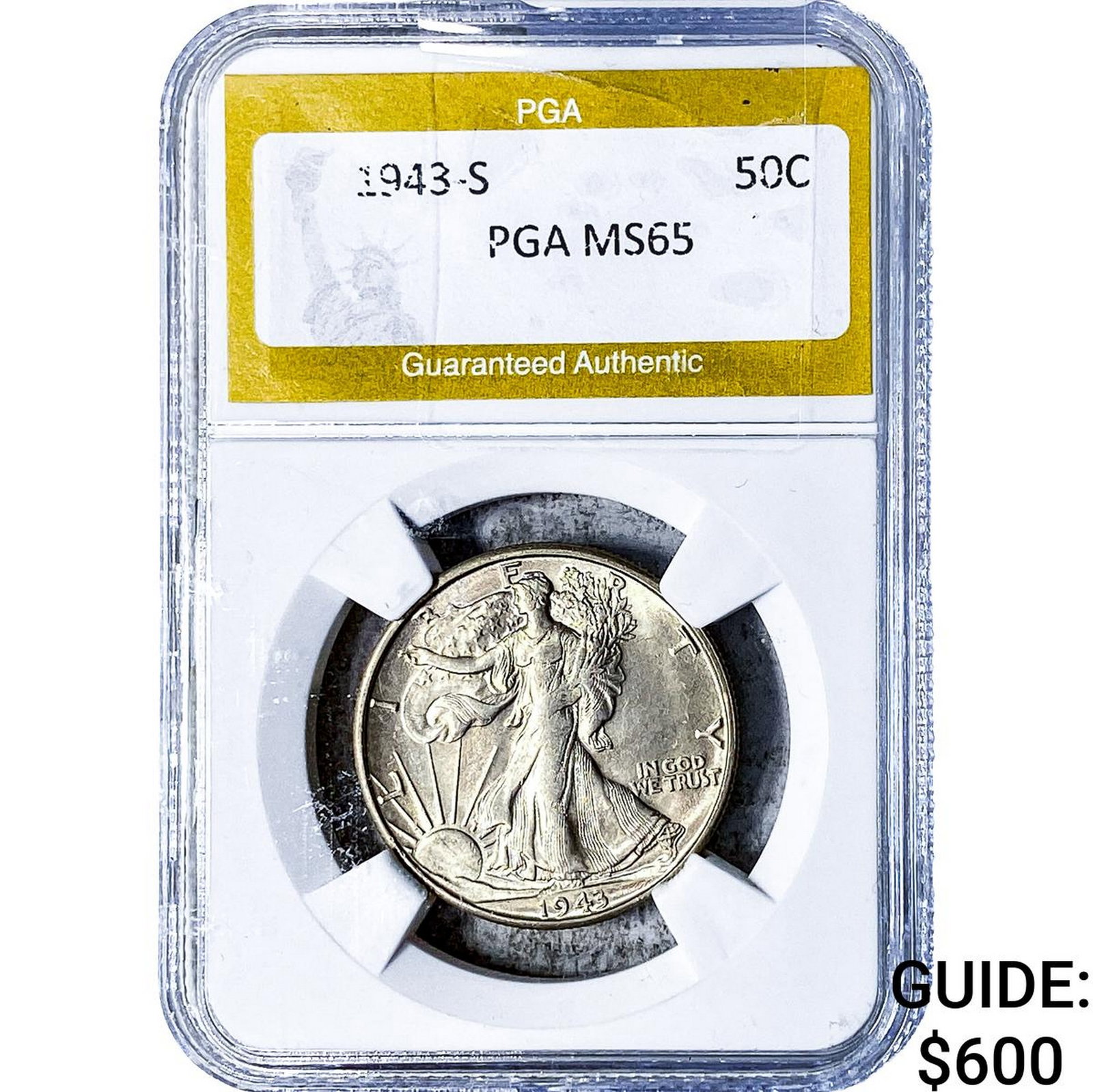 1943-S Walking Liberty Half Dollar PGA MS65: 1943-S Walking Liberty Half Dollar PGA MS65