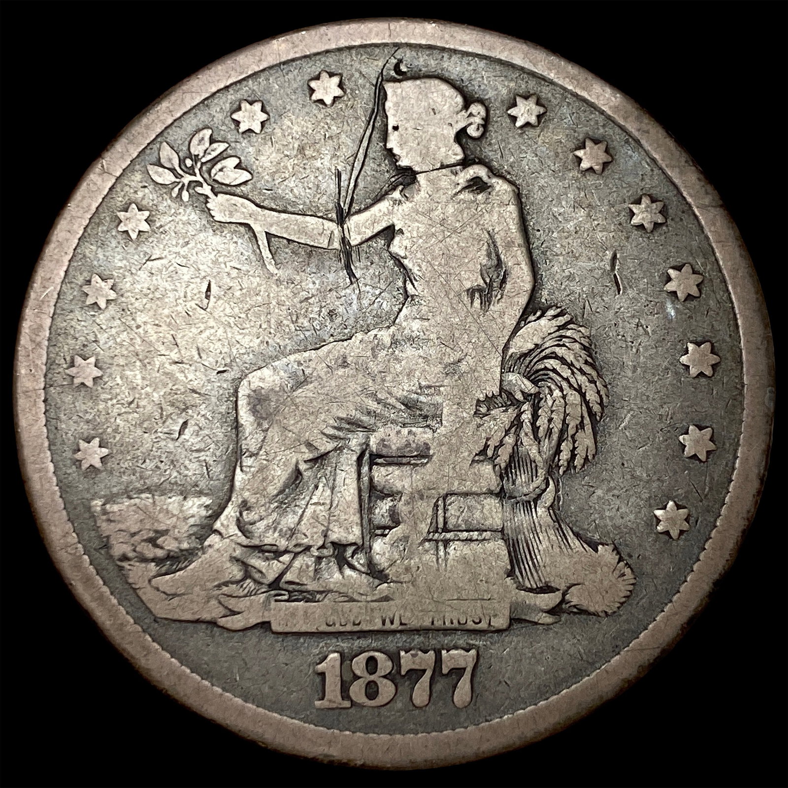 1877-S Silver Trade Dollar NICELY CIRCULATED (1 of 2)
