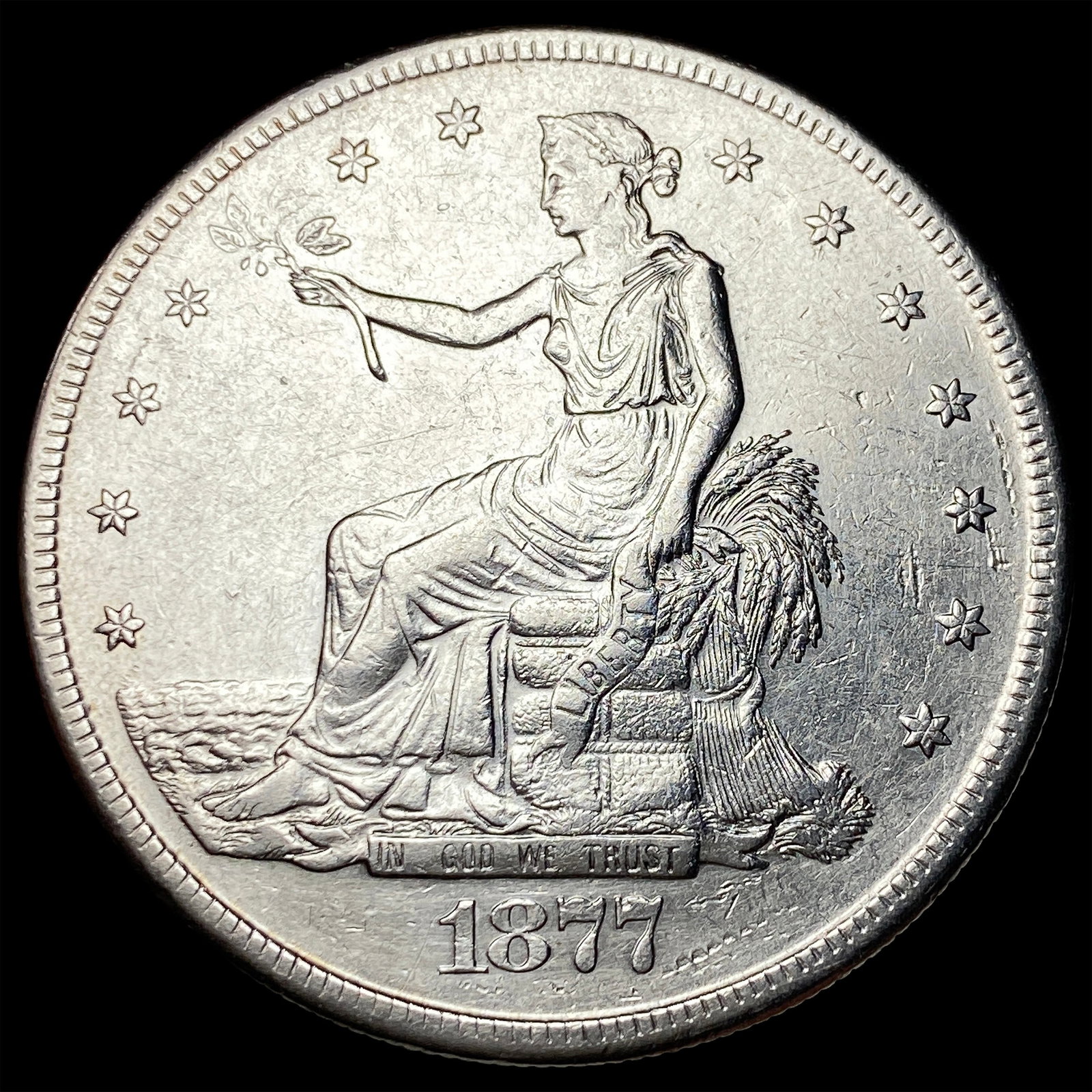 1877-S Silver Trade Dollar CHOICE AU: 1877-S Silver Trade Dollar CHOICE AU