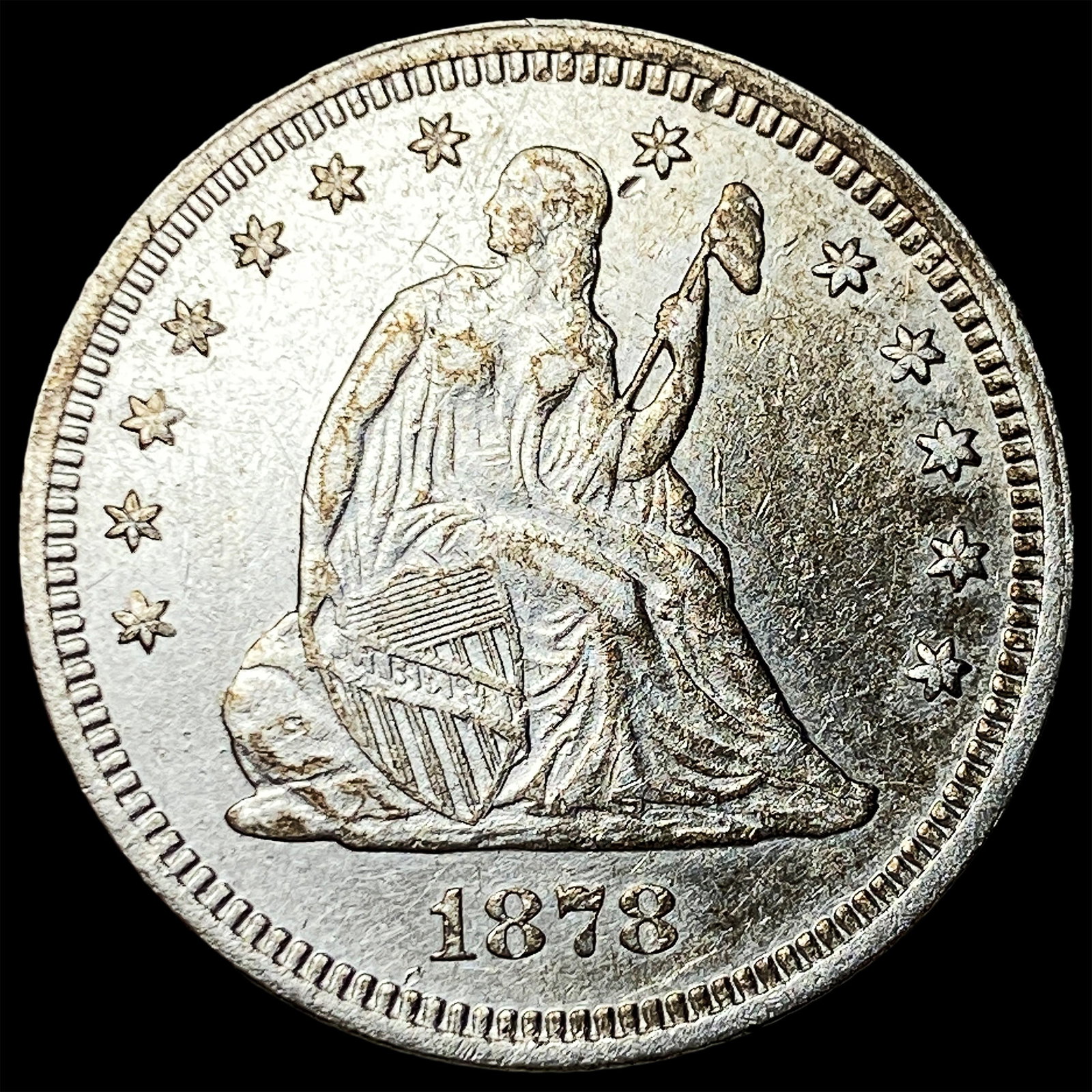1878 Silver Seated Liberty Quarter CHOICE AU: 1878 Silver Seated Liberty Quarter CHOICE AU