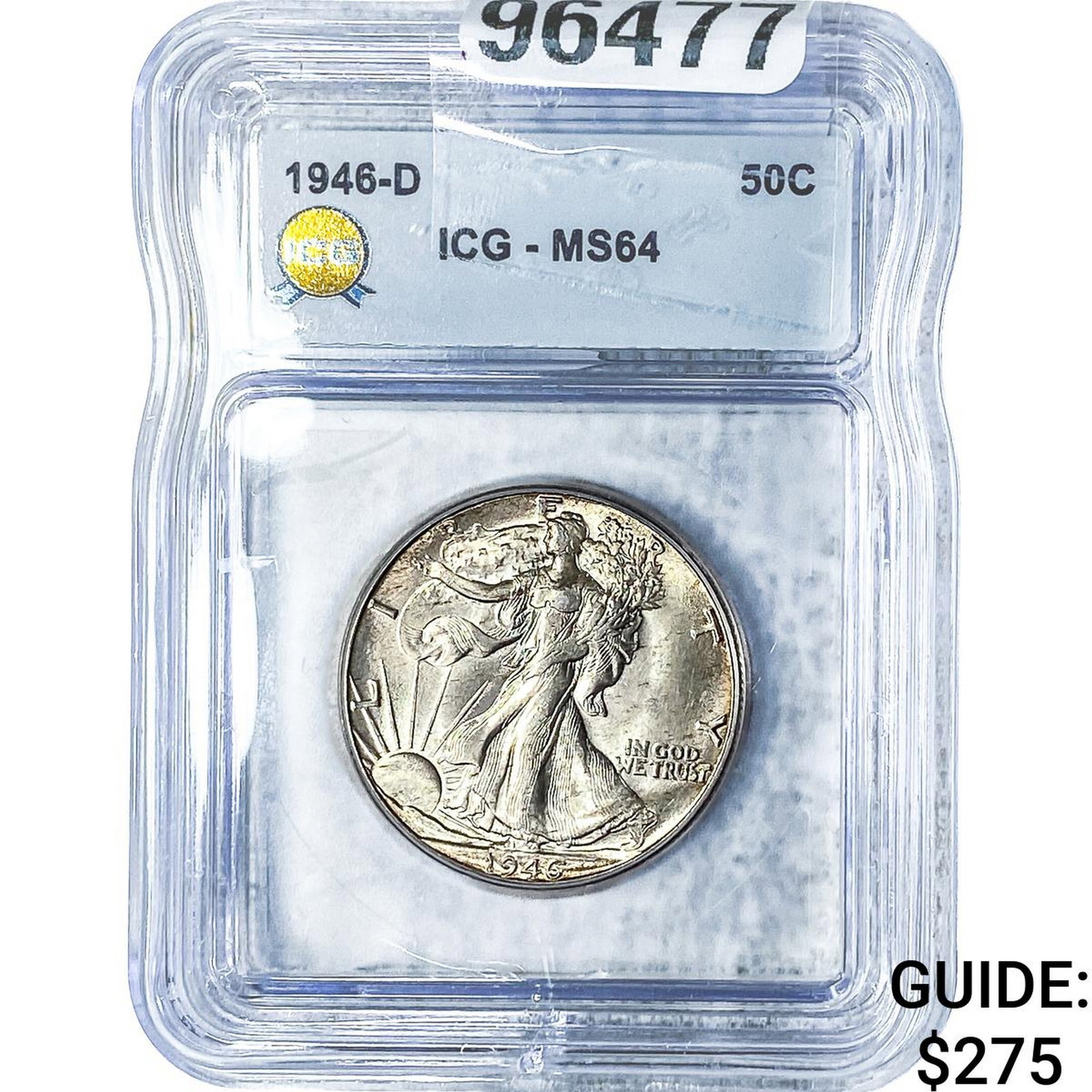 1946-D Walking Liberty Half Dollar ICG MS64: 1946-D Walking Liberty Half Dollar ICG MS64