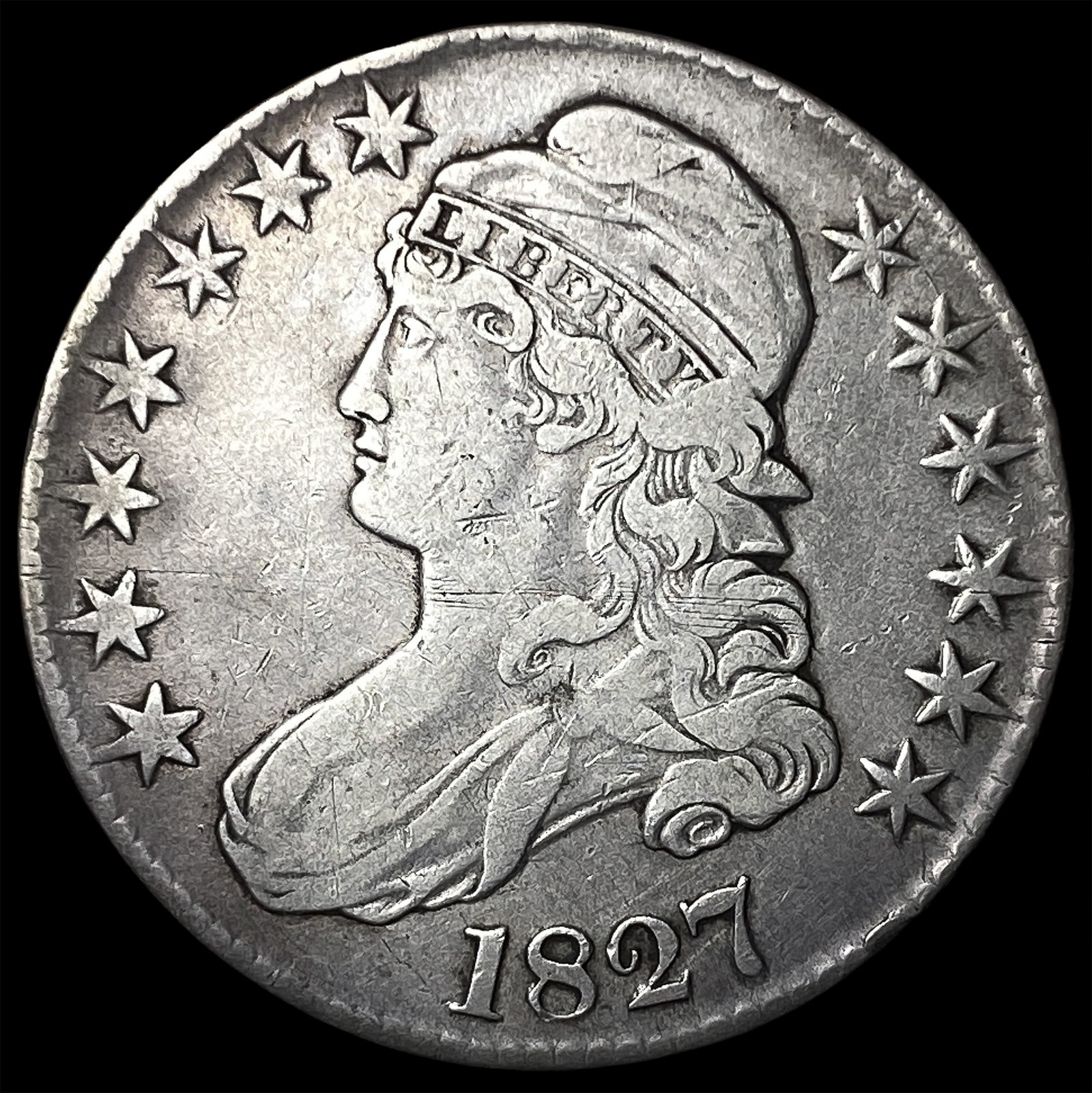 1827 Capped Bust Half Dollar LIGHTLY CIRCULATED: 1827 Capped Bust Half Dollar LIGHTLY CIRCULATED