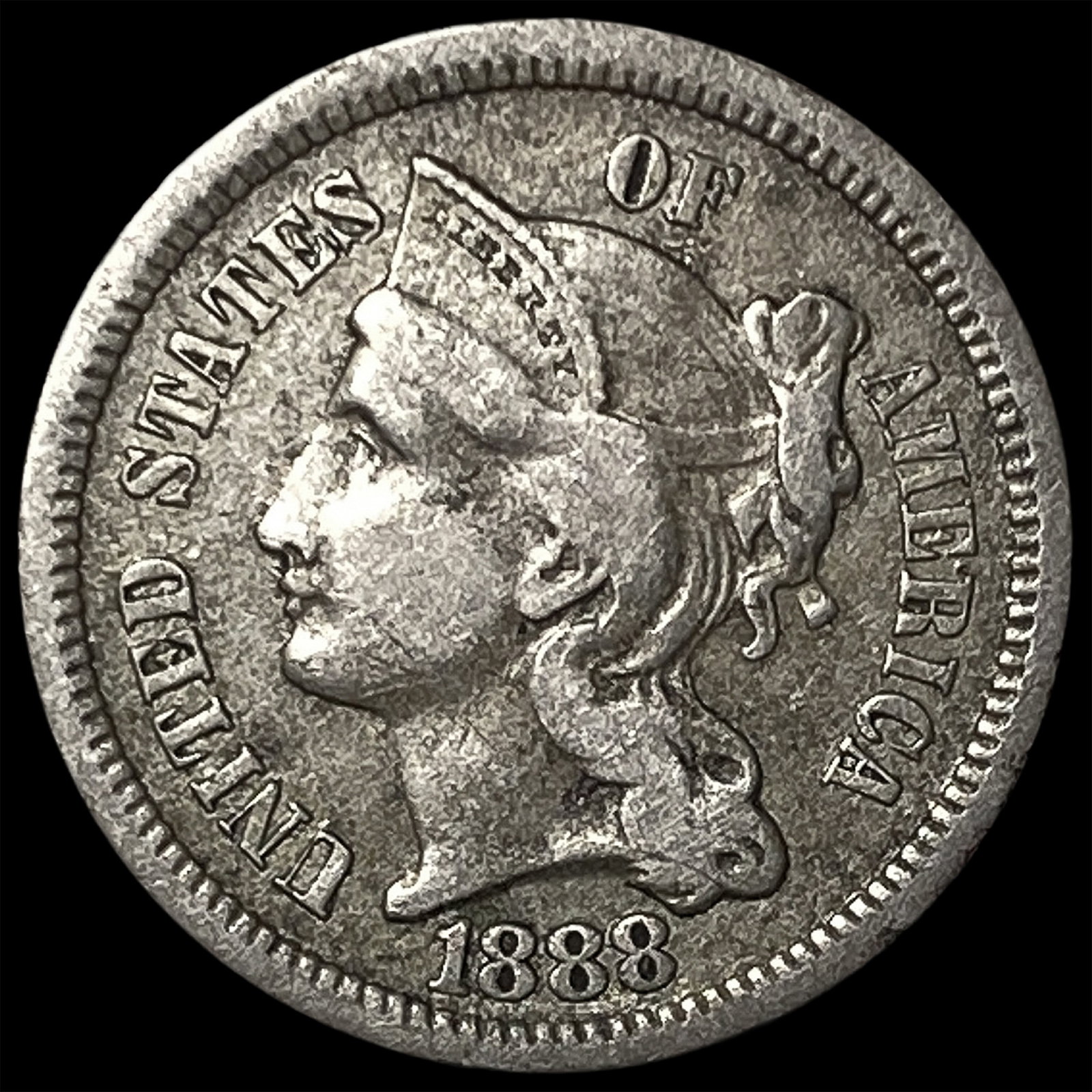 1888 Nickel Three-Cent Piece NEARLY UNCIRCULATED: 1888 Nickel Three-Cent Piece NEARLY UNCIRCULATED