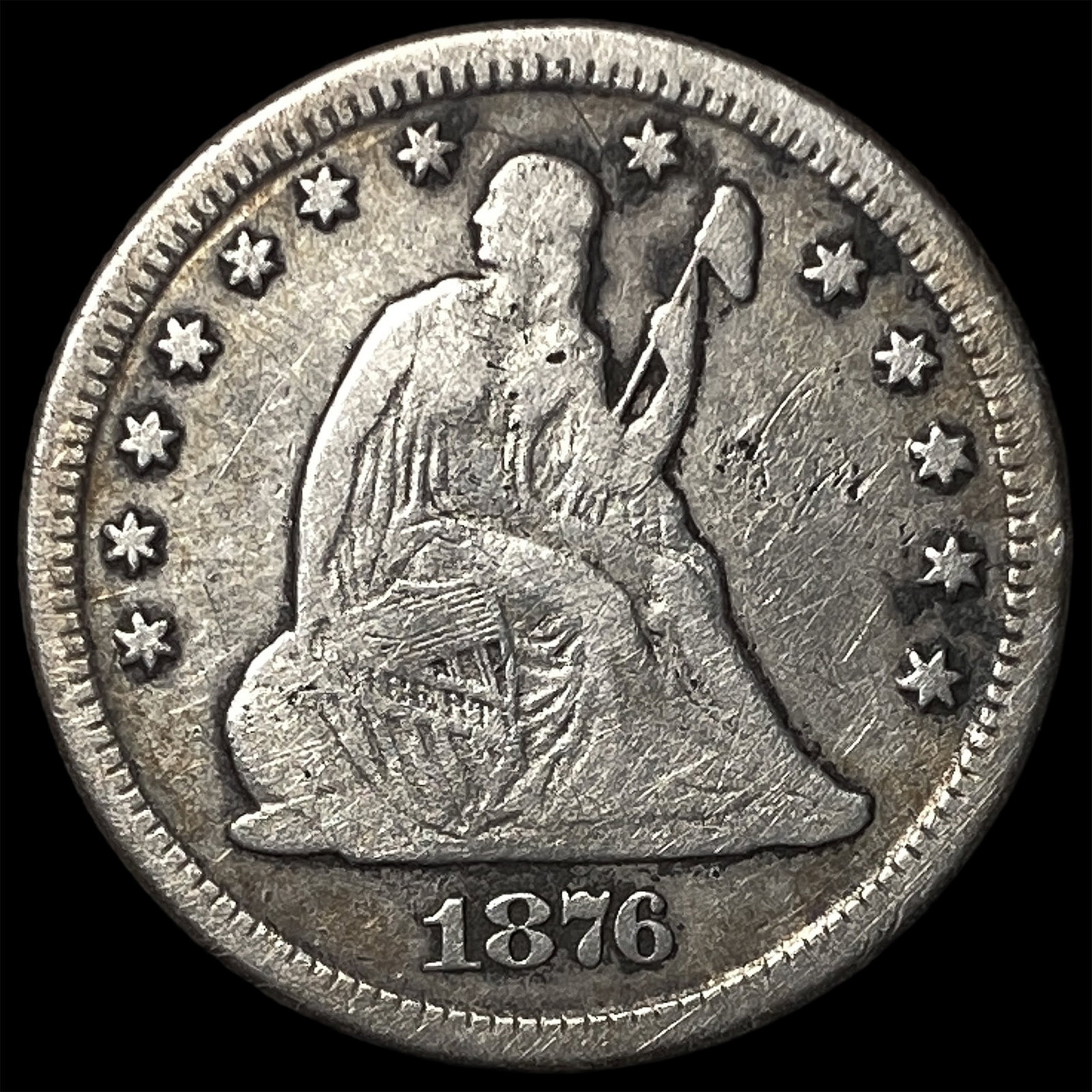 1876-CC Silver Quarter Dollar LIGHTLY CIRCULATED: 1876-CC Silver Quarter Dollar LIGHTLY CIRCULATED