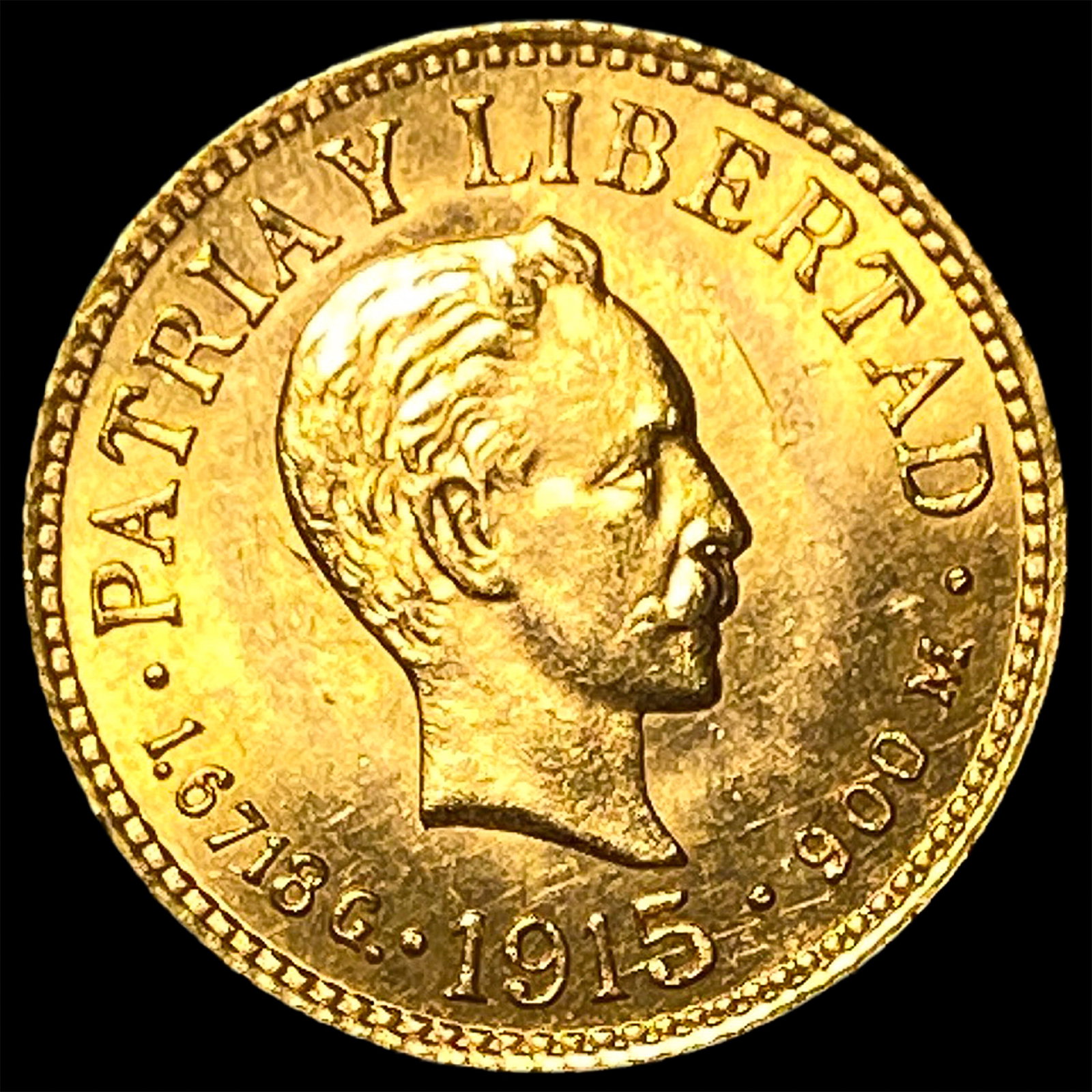 1915 Cuba Gold 1 Peso GEM BU: 1915 Cuba Gold 1 Peso GEM BU