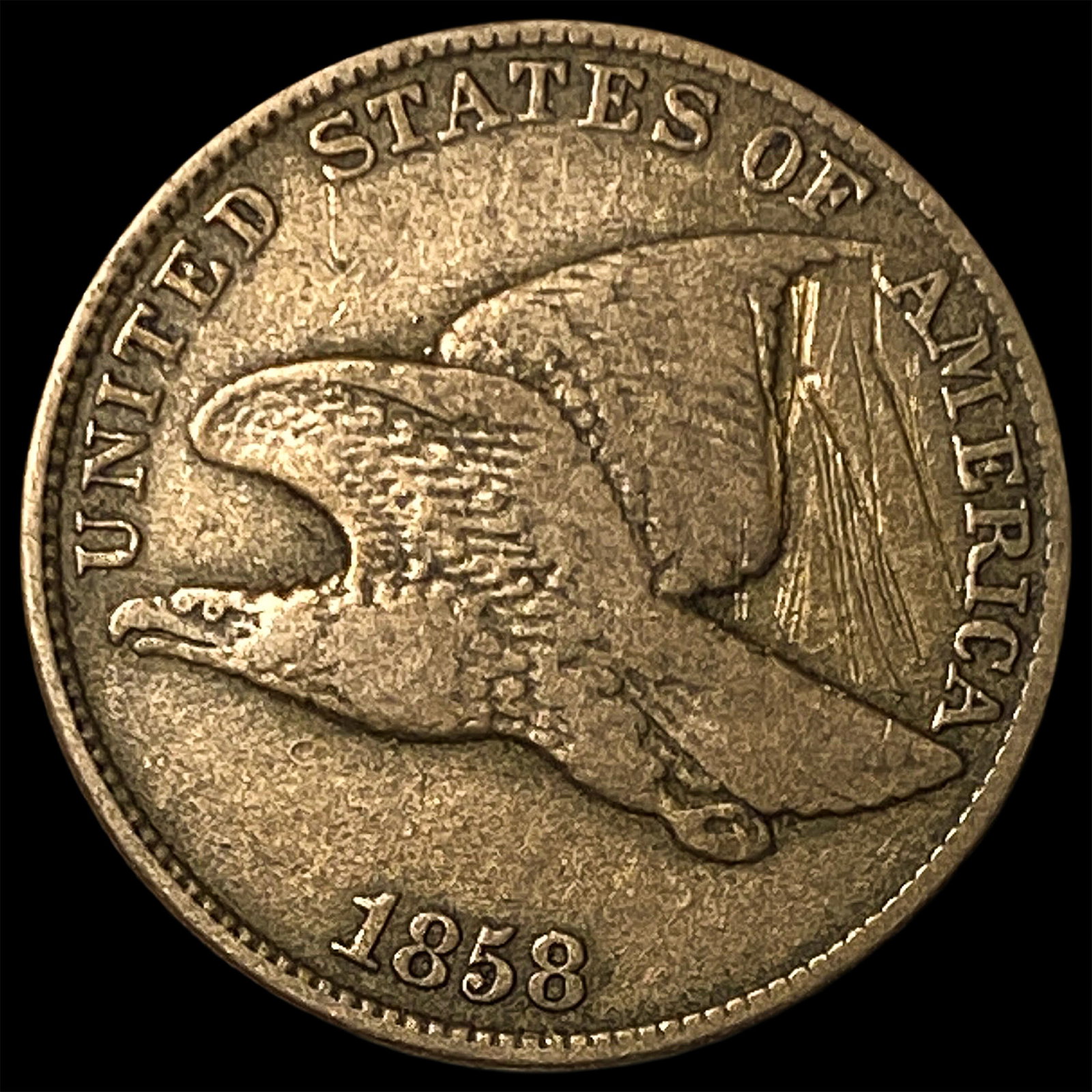 1858 Copper-Nickel Flying Eagle Cent NEARLY UNCIRCULATED: 1858 Copper-Nickel Flying Eagle Cent NEARLY UNCIRCULATED