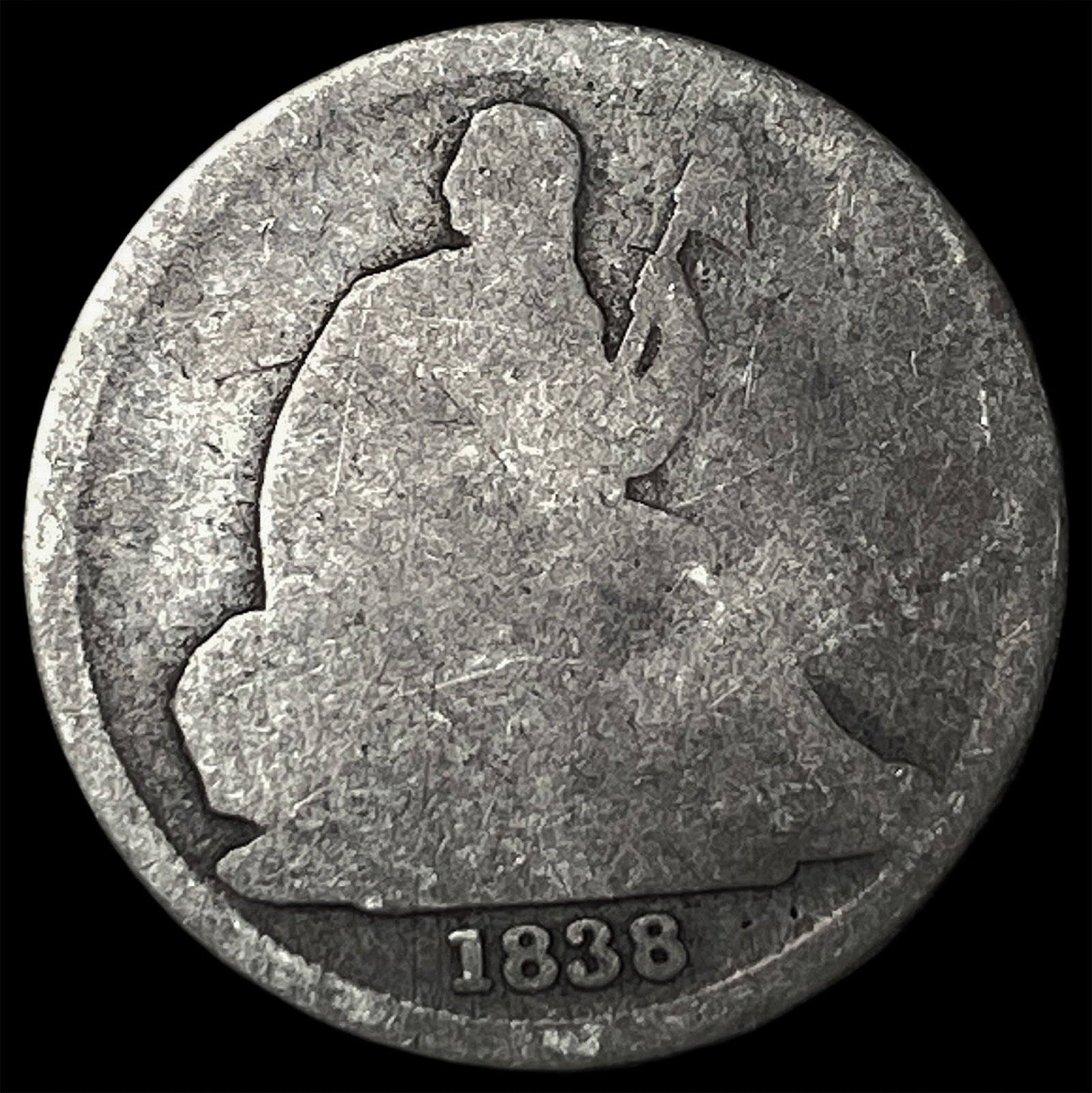 1838-O Silver Seated Liberty Dime NICELY CIRCULATED: 1838-O Silver Seated Liberty Dime NICELY CIRCULATED