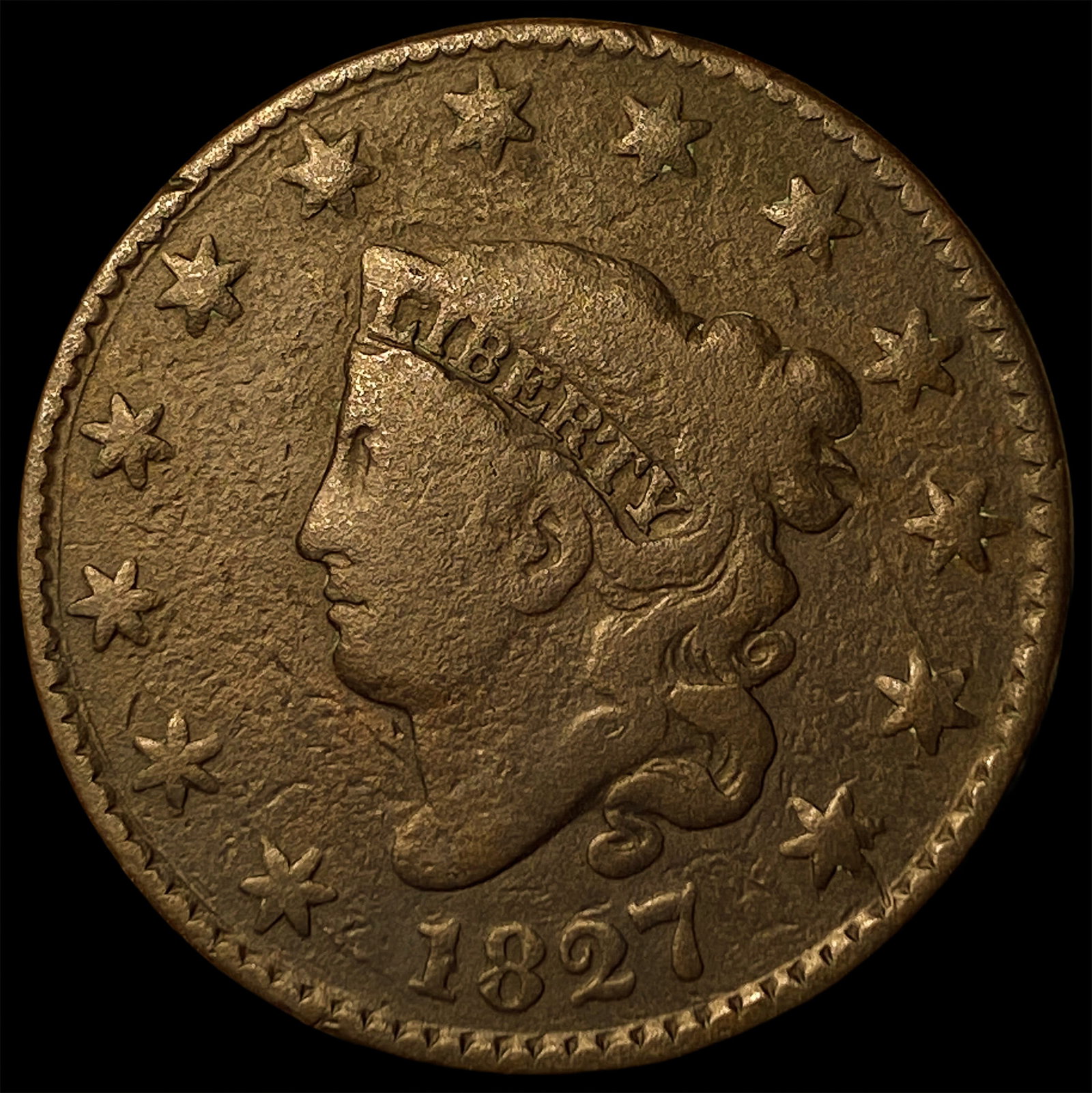 1827 Large Cent NEARLY UNCIRCULATED: 1827 Large Cent NEARLY UNCIRCULATED
