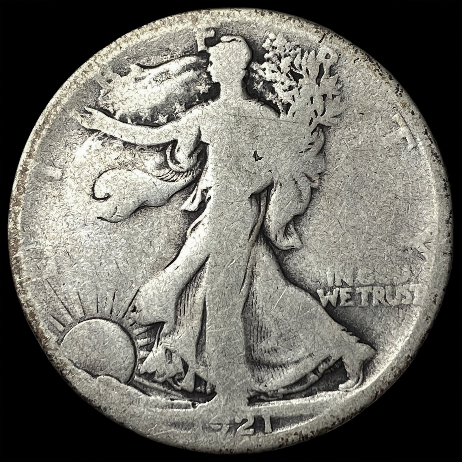 1921-D Silver Walking Liberty Half Dollar NICELY CIRCULATED: 1921-D Silver Walking Liberty Half Dollar NICELY CIRCULATED