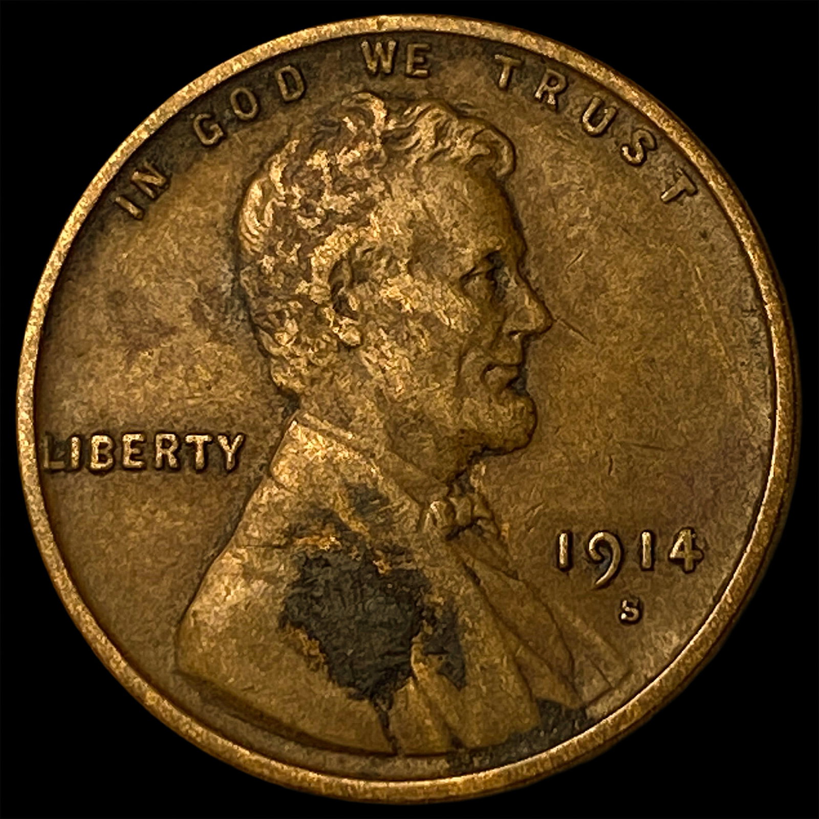 1914-S Bronze Lincoln Wheat Cent NEARLY UNCIRCULATED: 1914-S Bronze Lincoln Wheat Cent NEARLY UNCIRCULATED
