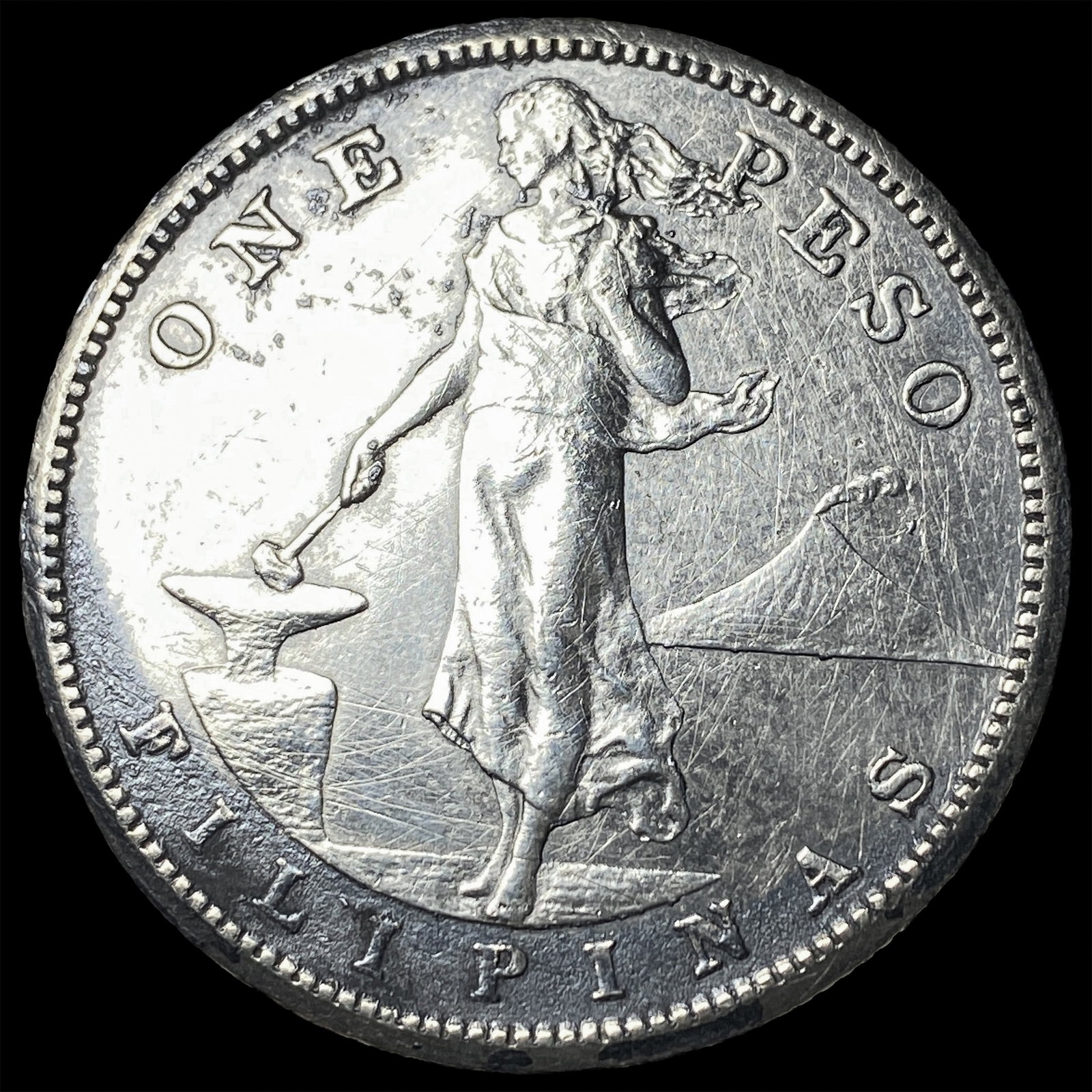 1908-S Silver One Peso Philippines HIGH GRADE: 1908-S Silver One Peso Philippines HIGH GRADE