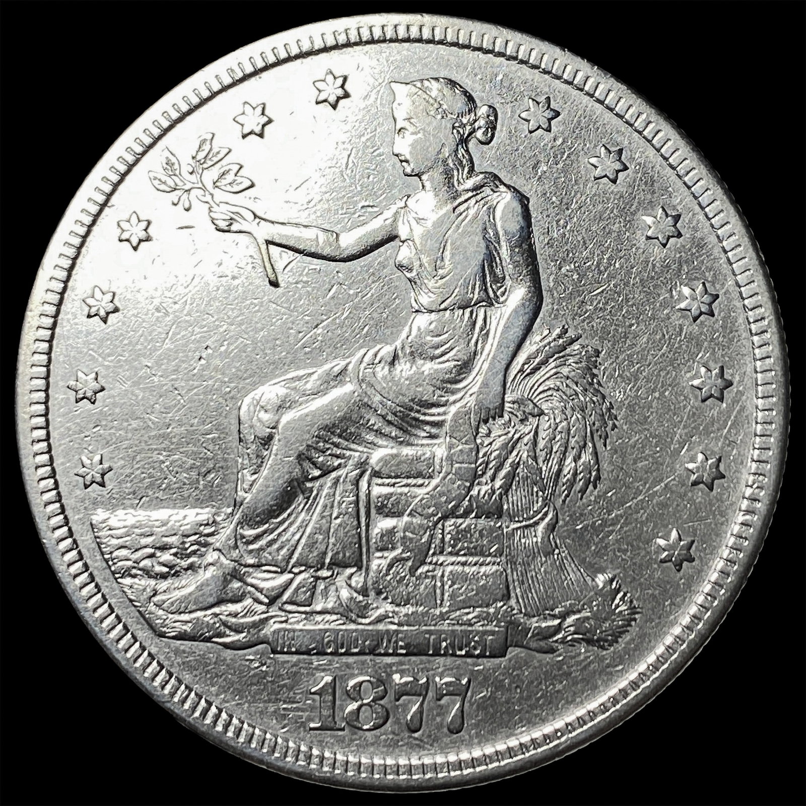 1877-S Silver Trade Dollar NEARLY UNCIRCULATED: 1877-S Silver Trade Dollar NEARLY UNCIRCULATED