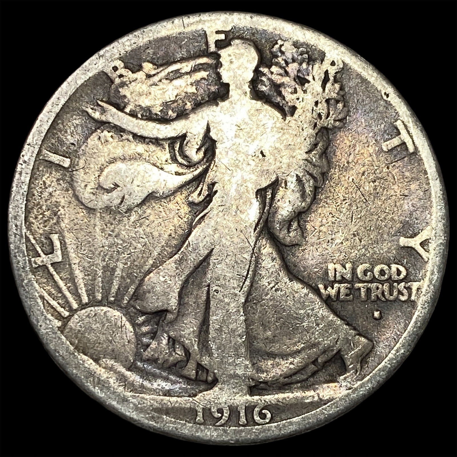 1916-S Walking Liberty Half Dollar NICELY CIRCULATED: 1916-S Walking Liberty Half Dollar NICELY CIRCULATED