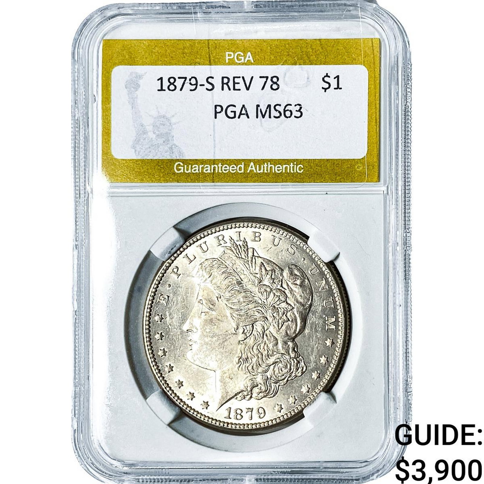 1879-S Rev 78 Morgan Silver Dollar PGA MS63: 1879-S Rev 78 Morgan Silver Dollar PGA MS63