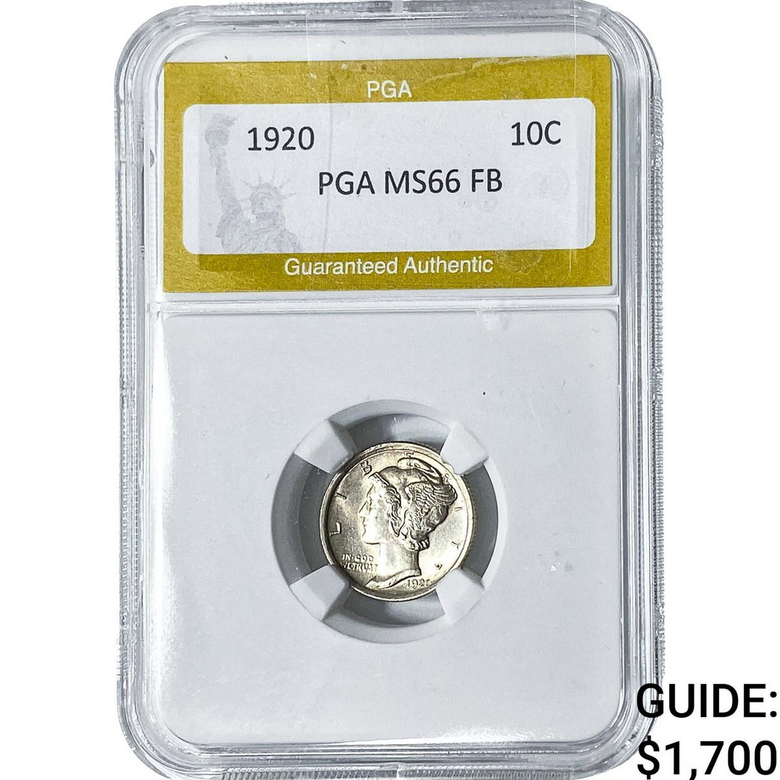1920 Mercury Silver Dime PGA MS66 FB (1 of 2)