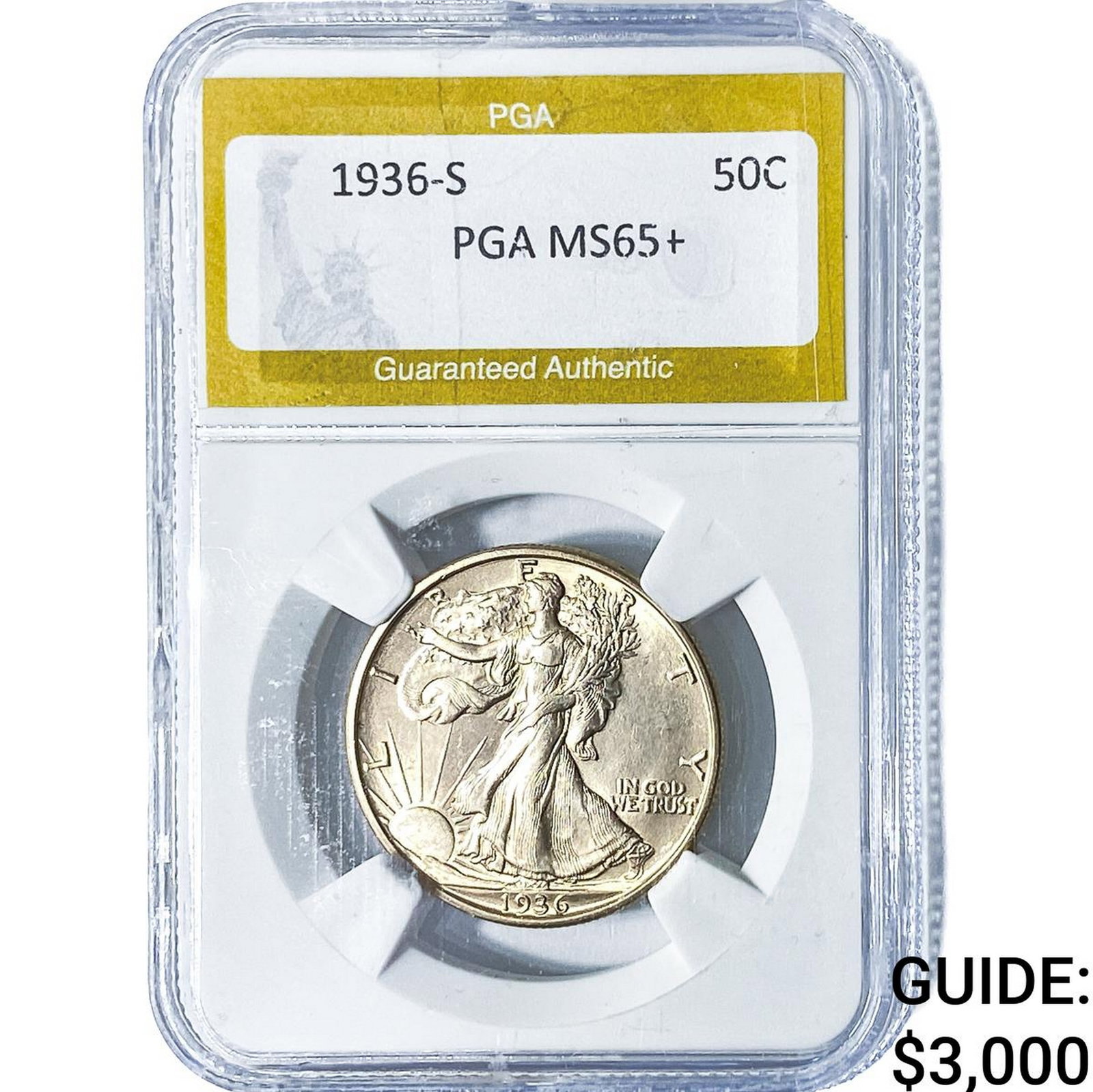 1936-S Walking Liberty Half Dollar PGA MS65+ (1 of 2)