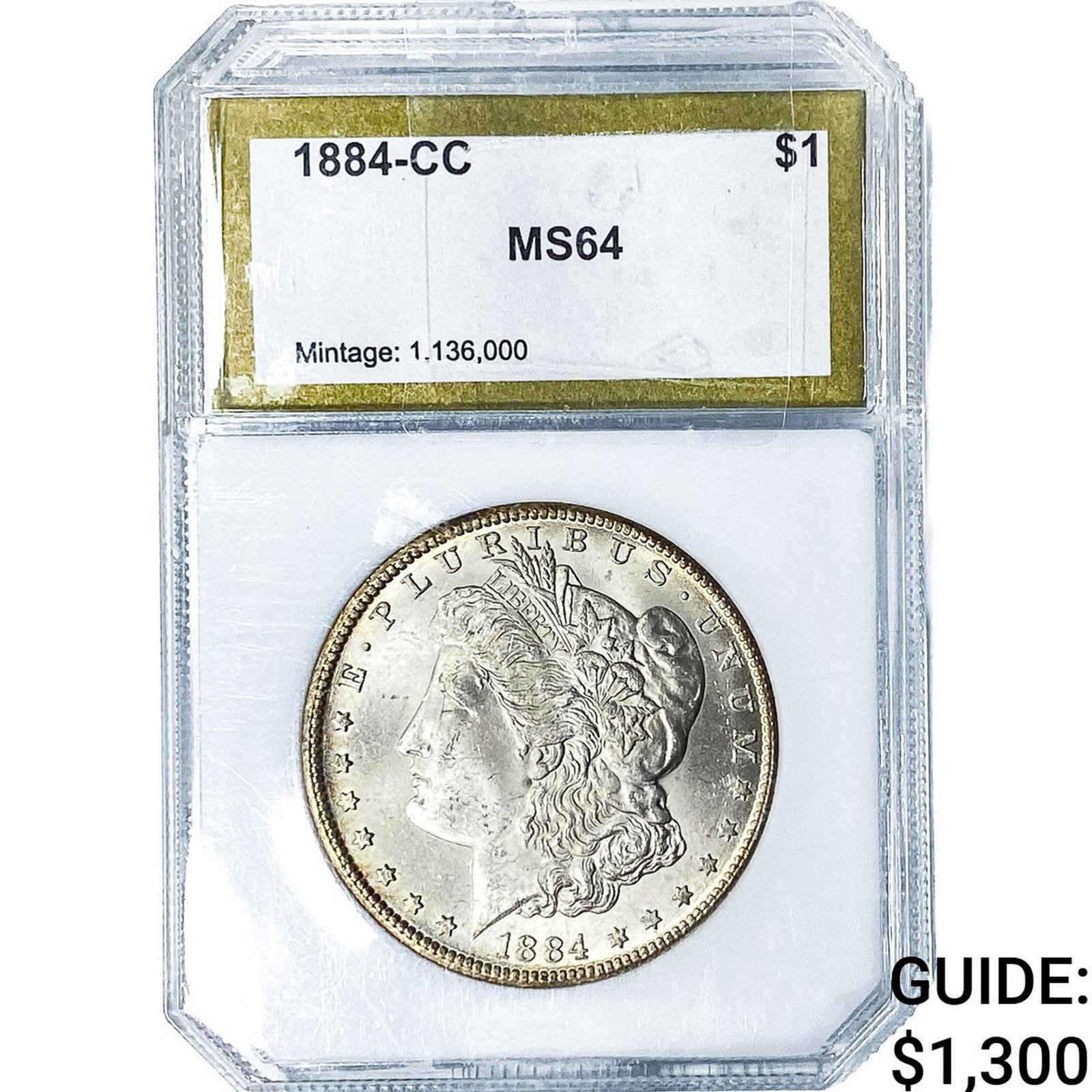 1884-CC Morgan Silver Dollar PCI MS64: 1884-CC Morgan Silver Dollar PCI MS64