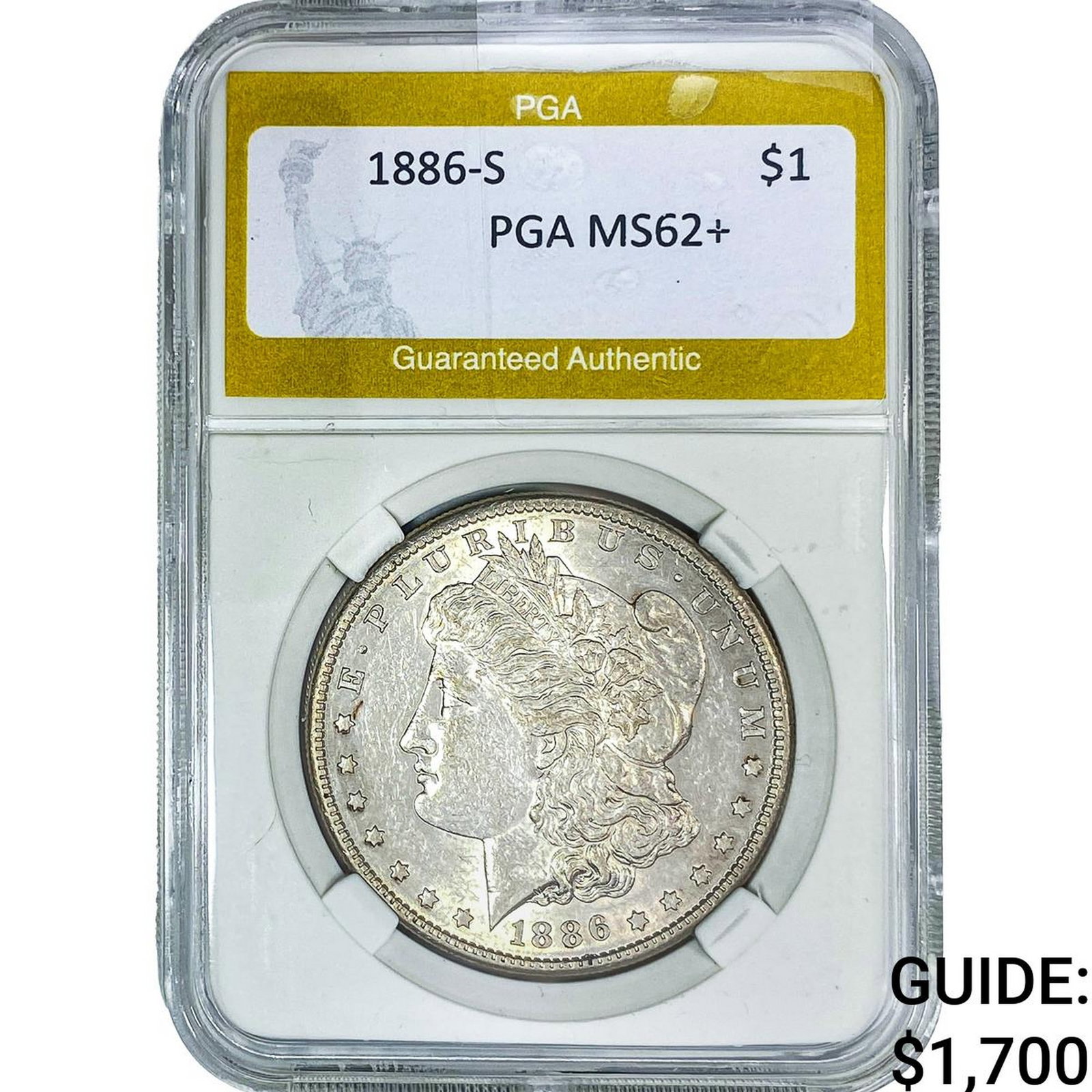1886-S Morgan Silver Dollar PGA MS62+ (1 of 2)
