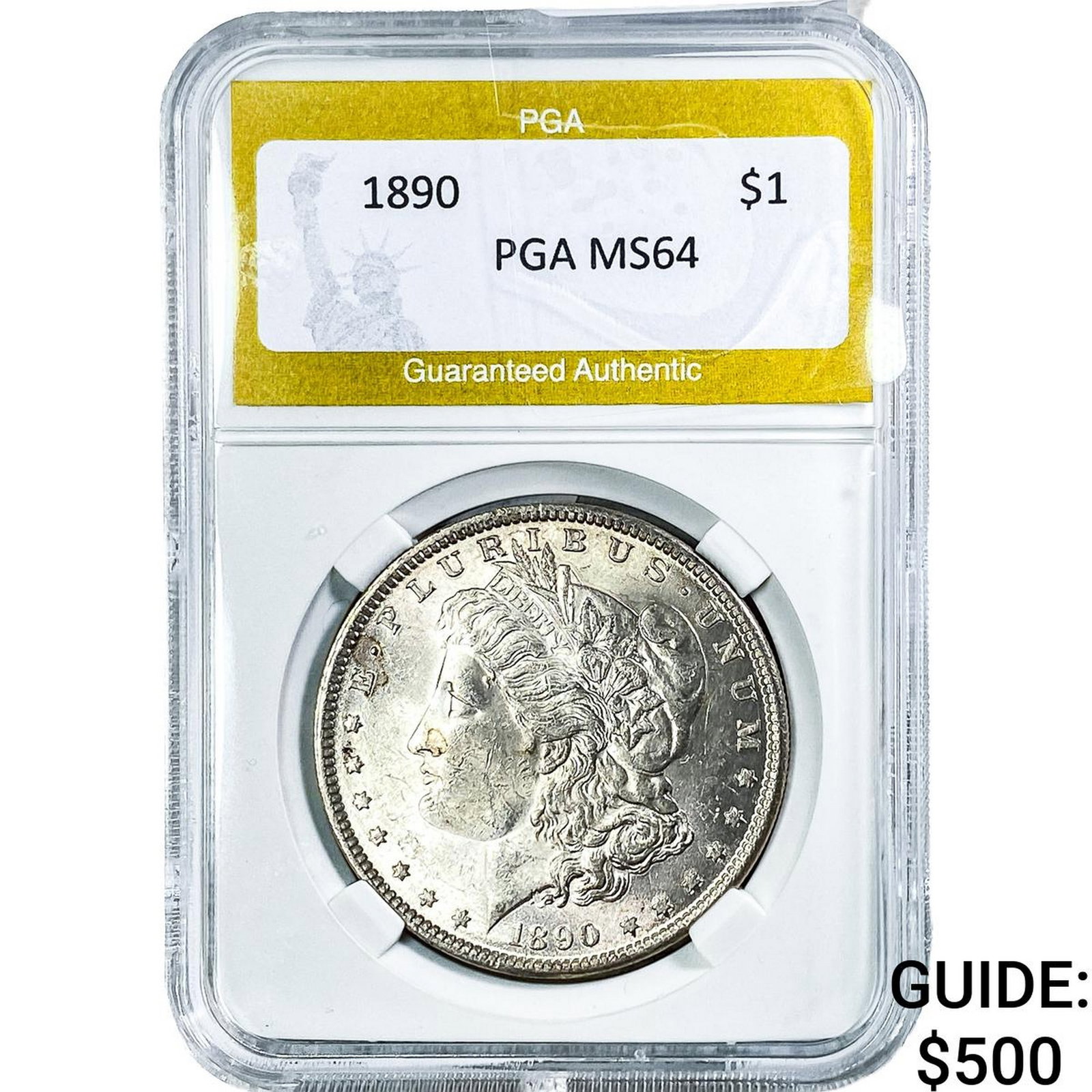 1890 Morgan Silver Dollar PGA MS64: 1890 Morgan Silver Dollar PGA MS64