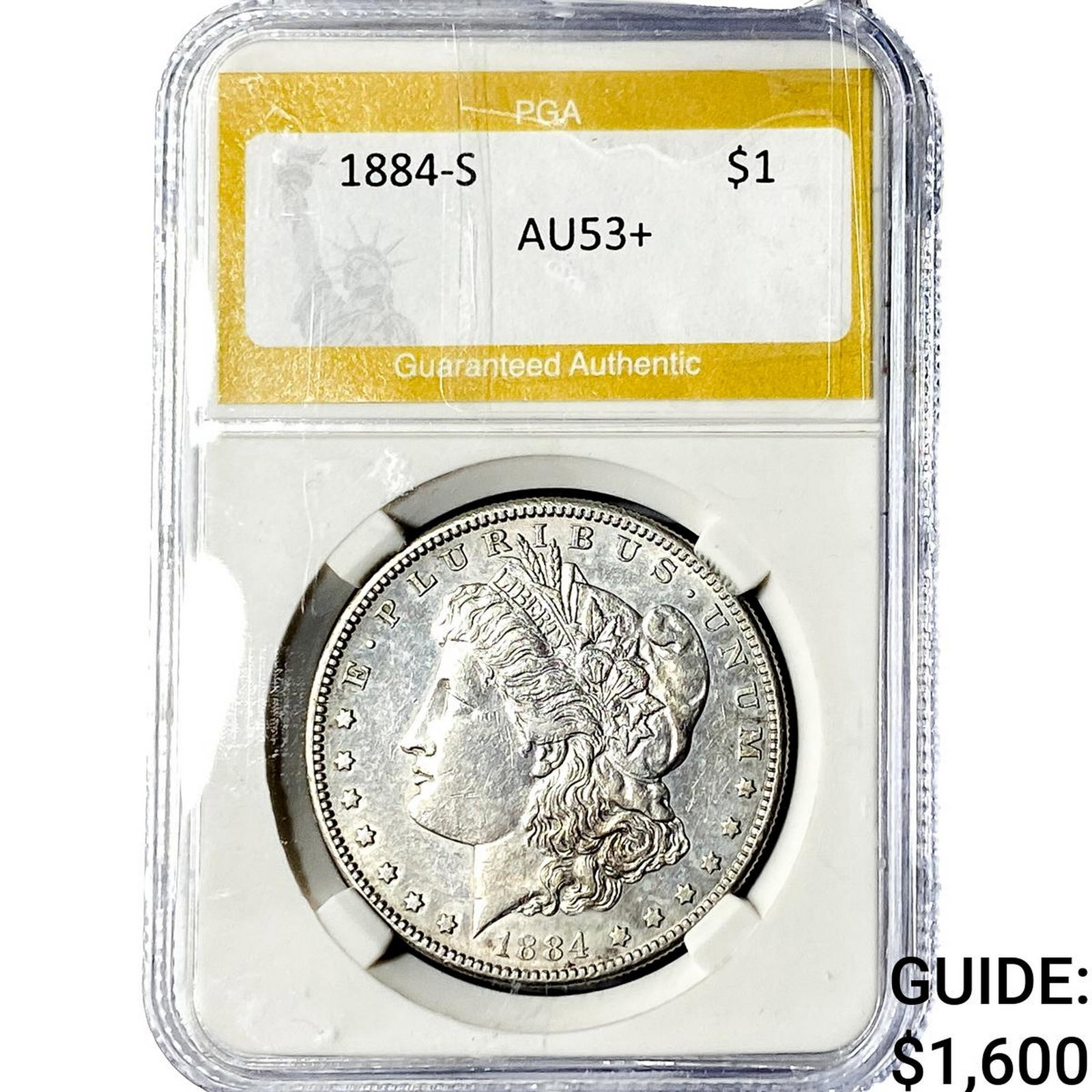1884-S Morgan Silver Dollar PGA AU53+: 1884-S Morgan Silver Dollar PGA AU53+