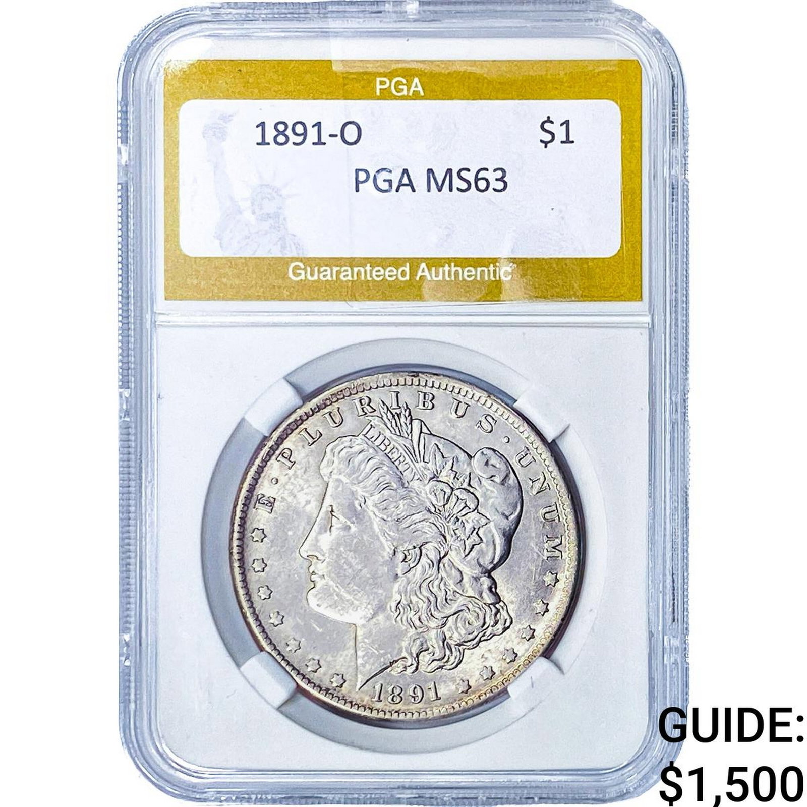 1891-O Morgan Silver Dollar PGA MS63: 1891-O Morgan Silver Dollar PGA MS63