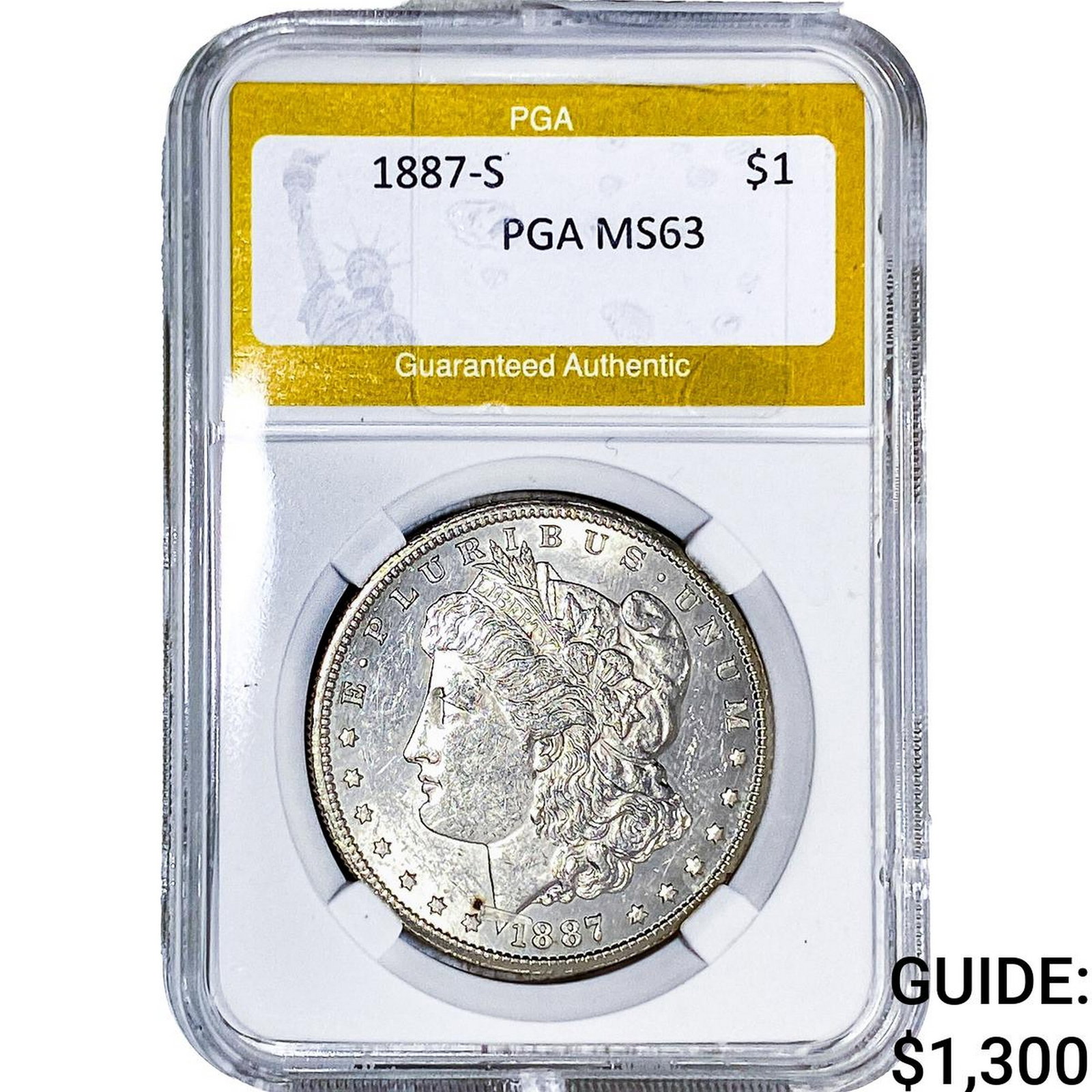 1887-S Morgan Silver Dollar PGA MS63: 1887-S Morgan Silver Dollar PGA MS63