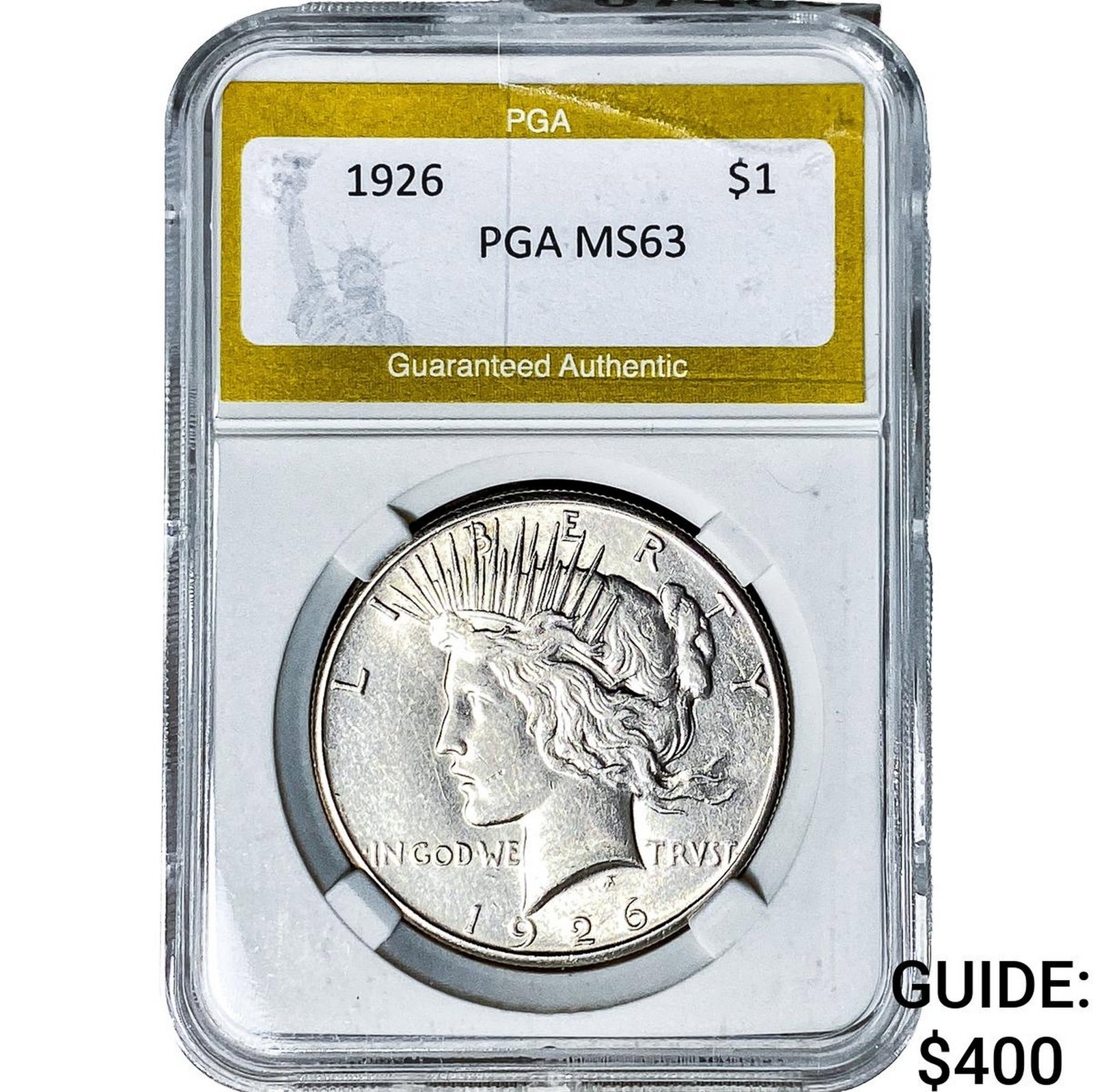 1926 Silver Peace Dollar PGA MS63: 1926 Silver Peace Dollar PGA MS63