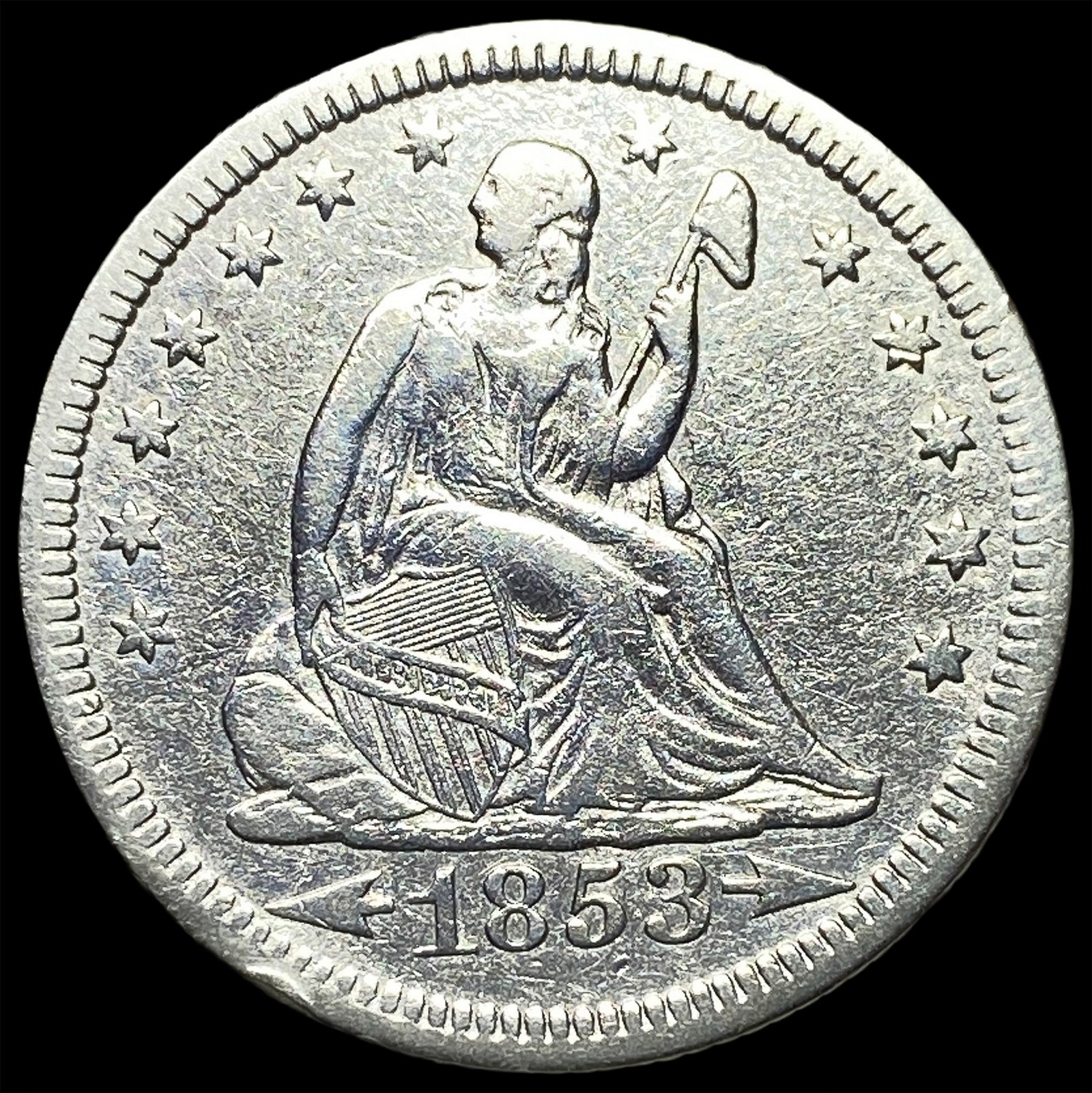 1853 Arrows/Rays Seated Liberty Quarter CLOSELY UNCIRCULATED: 1853 Arrows/Rays Seated Liberty Quarter CLOSELY UNCIRCULATED