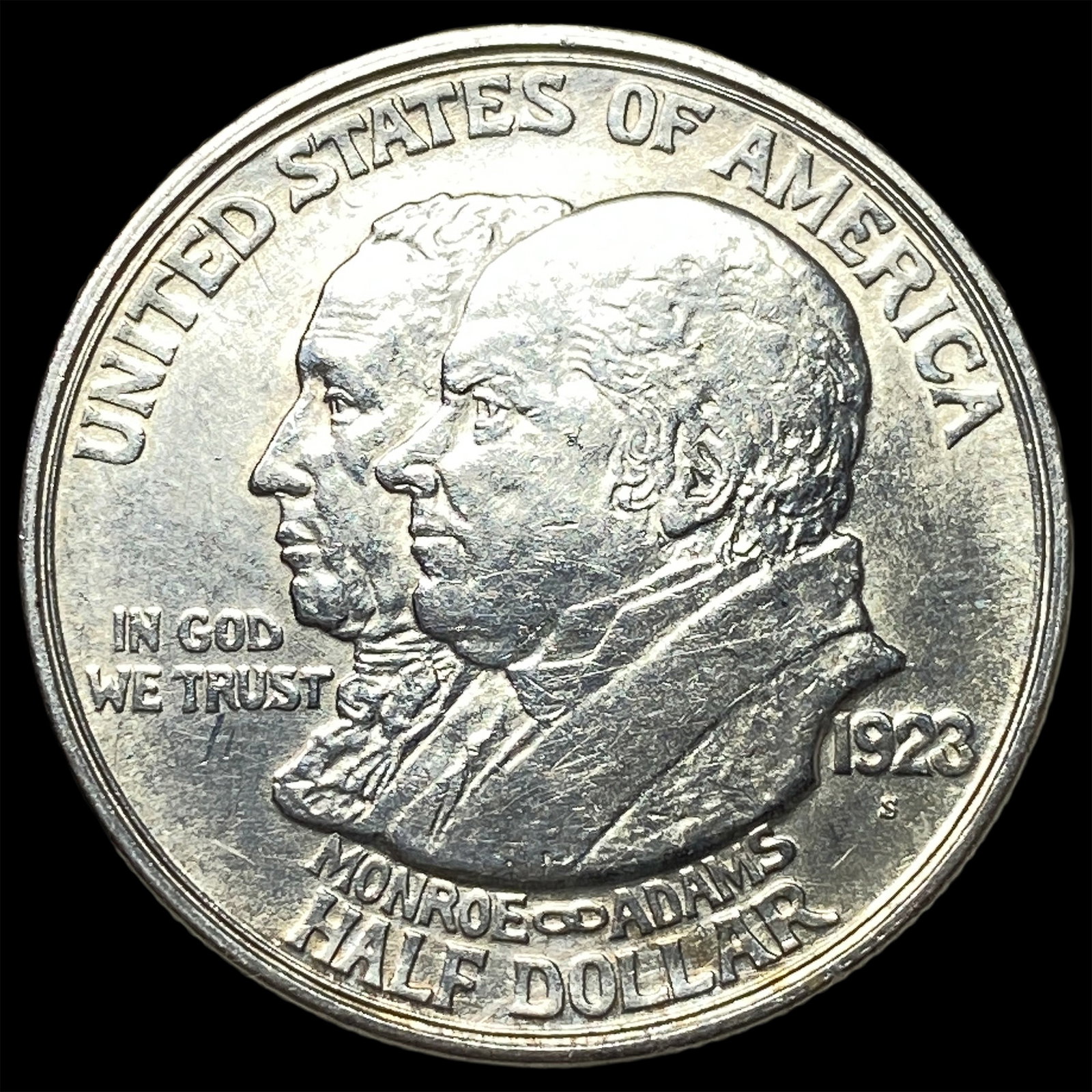 1923-S Silver Monroe Doctrine Centennial Half Dollar GEM BU: 1923-S Silver Monroe Doctrine Centennial Half Dollar GEM BU