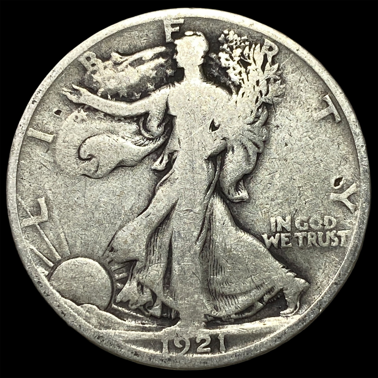 1921-D Silver Walking Liberty Half Dollar LIGHTLY CIRCULATED: 1921-D Silver Walking Liberty Half Dollar LIGHTLY CIRCULATED