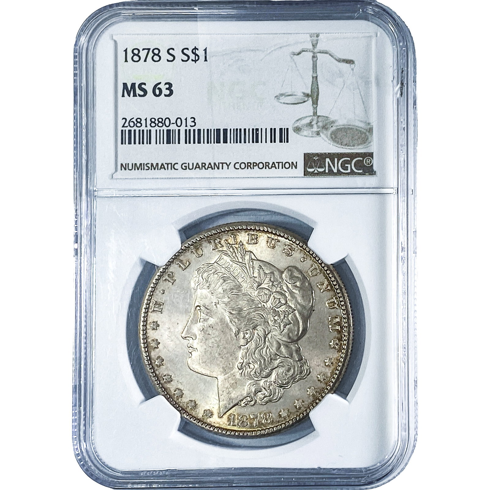 1878-S Morgan Silver Dollar NGC MS63: 1878-S Morgan Silver Dollar NGC MS63