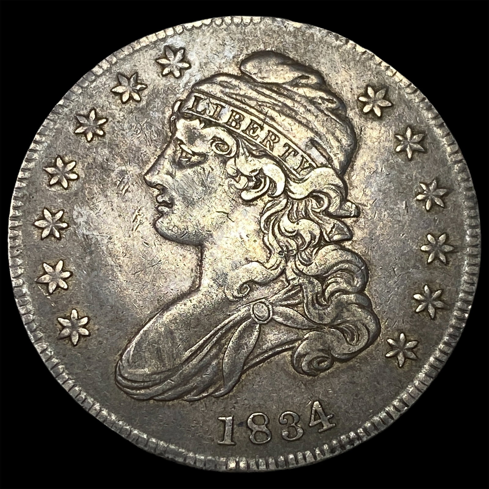 1834 Capped Bust Half Dollar CLOSELY UNCIRCULATED: 1834 Capped Bust Half Dollar CLOSELY UNCIRCULATED