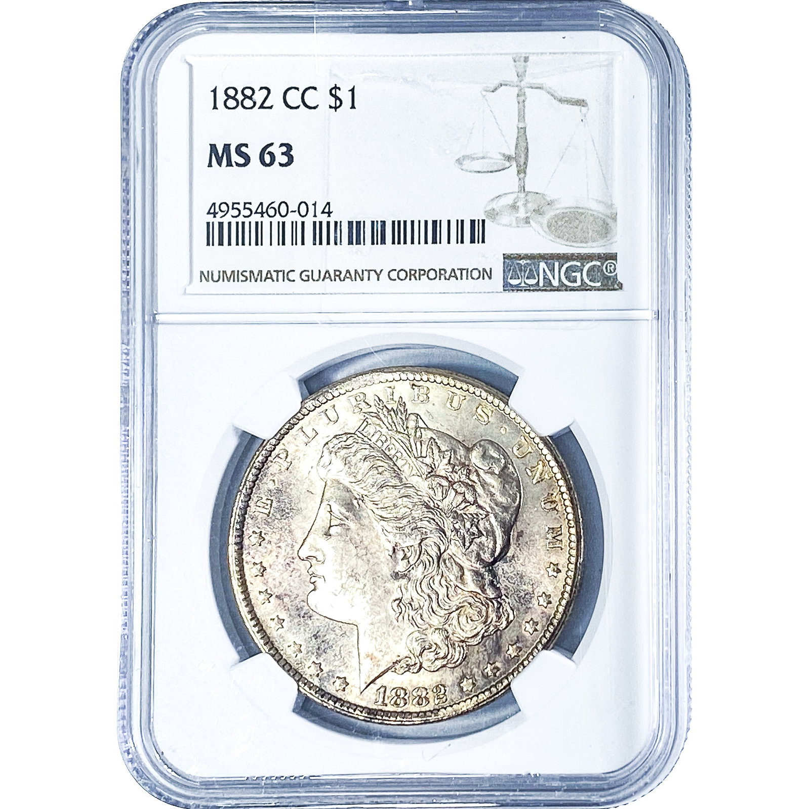 1882-CC Morgan Silver Dollar NGC MS63: 1882-CC Morgan Silver Dollar NGC MS63