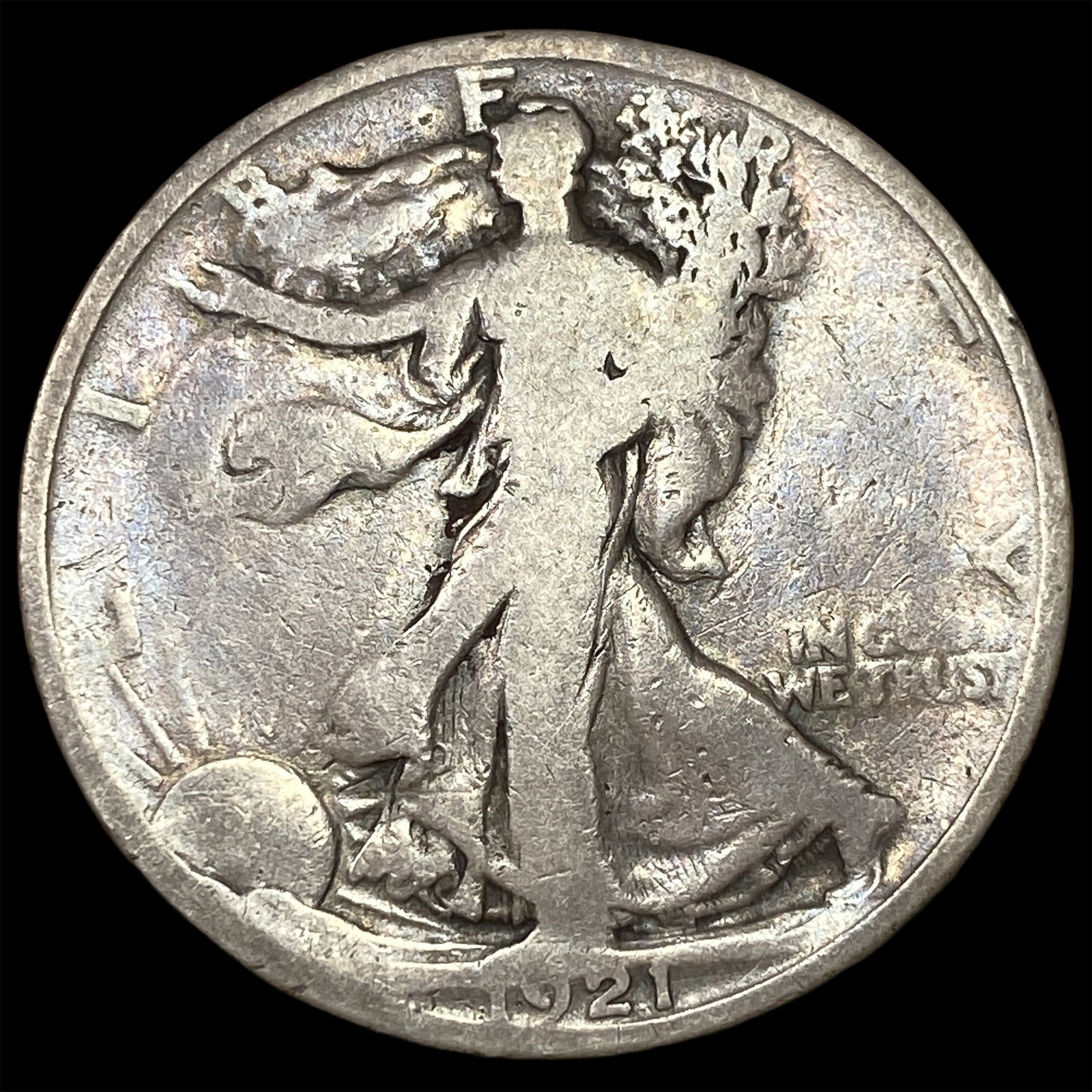 1921 Silver Walking Liberty Half Dollar NICELY CIRCULATED: 1921 Silver Walking Liberty Half Dollar NICELY CIRCULATED