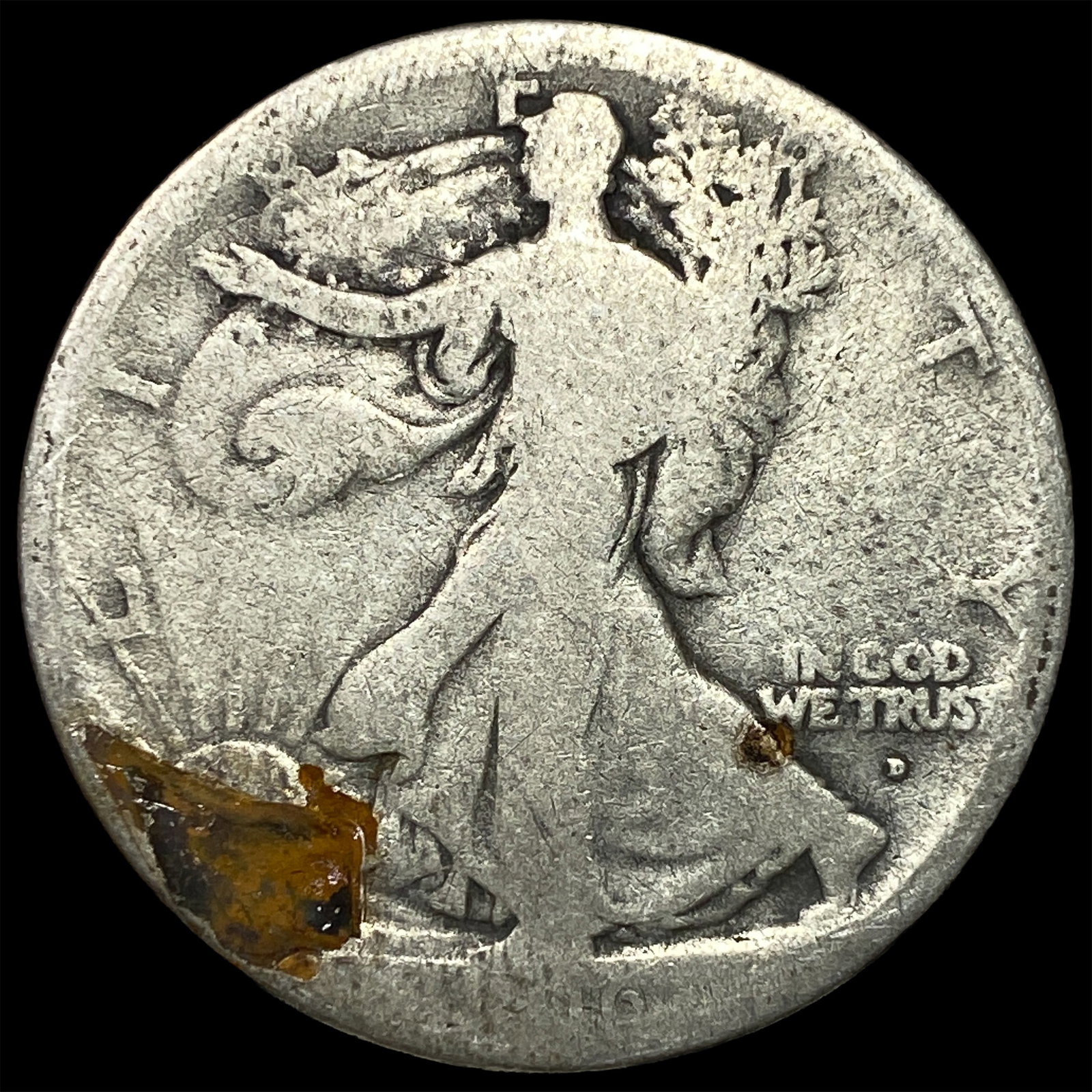 Walking Liberty Half Dollar 1916-D Silver 50C LIGHTLY CIRCULATED: Walking Liberty Half Dollar 1916-D Silver 50C LIGHTLY CIRCULATED