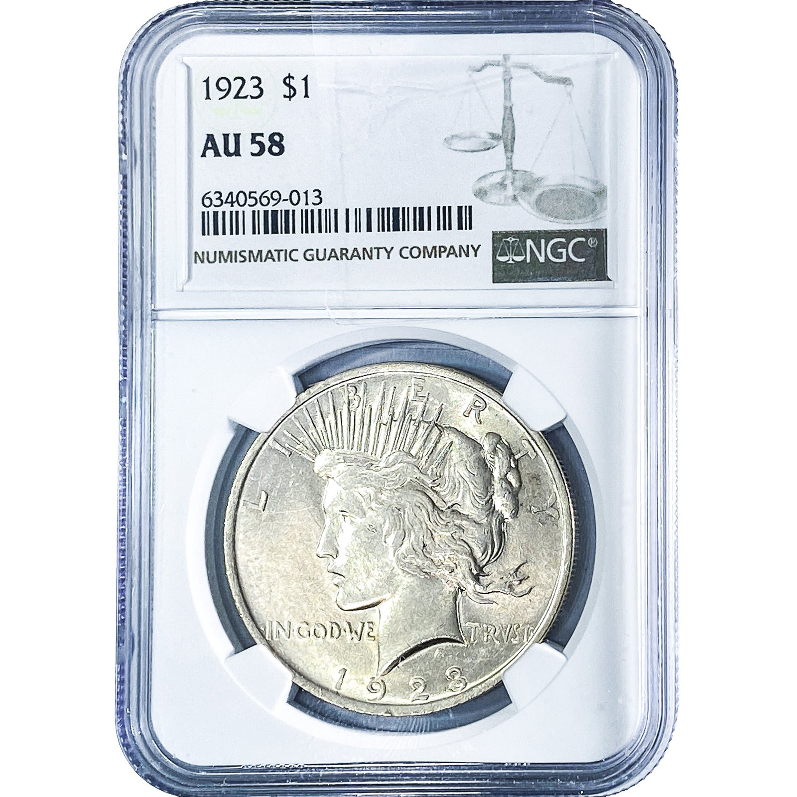 1923 Silver Peace Dollar NGC AU58: 1923 Silver Peace Dollar NGC AU58