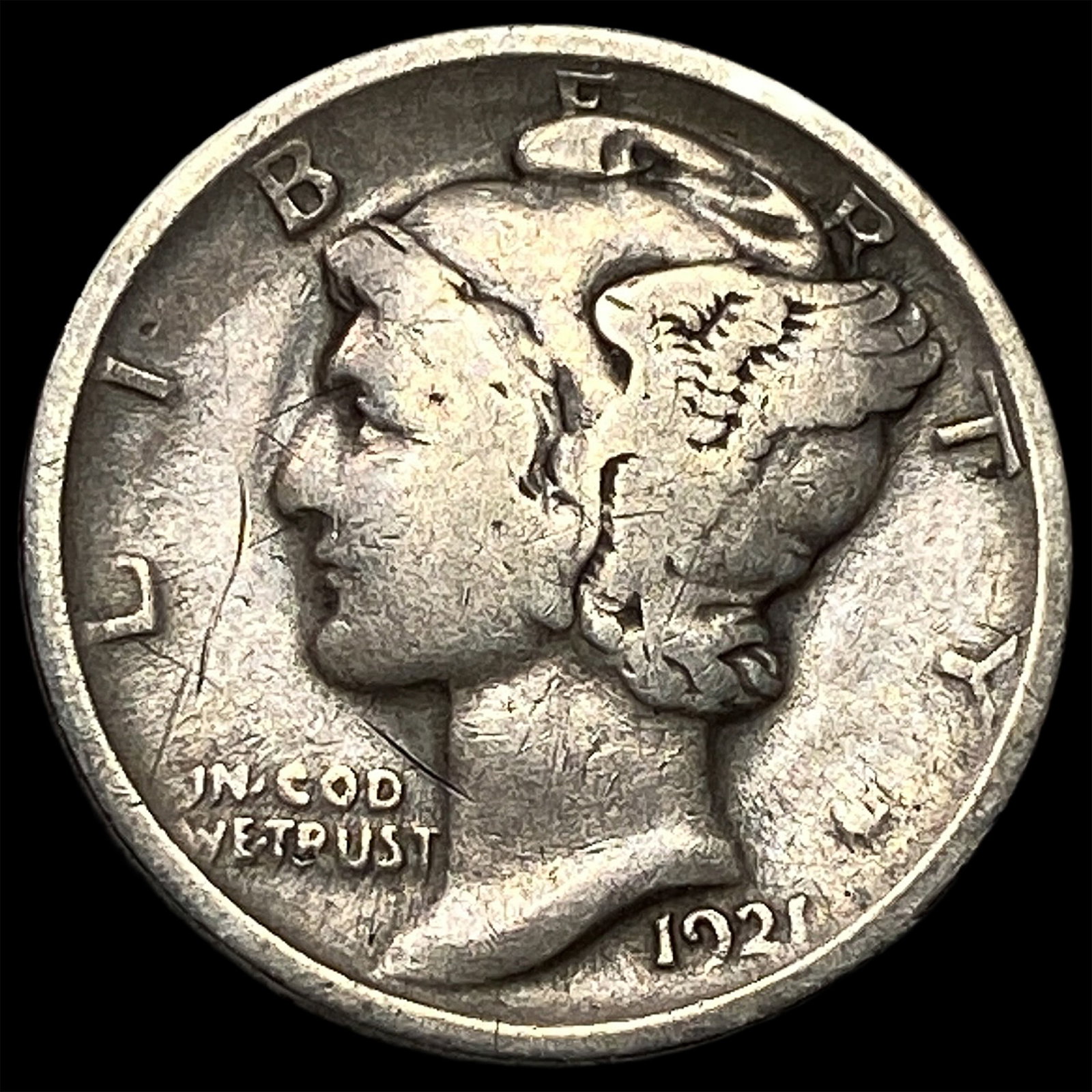 1921 Mercury Dime NEARLY UNCIRCULATED: 1921 Mercury Dime NEARLY UNCIRCULATED