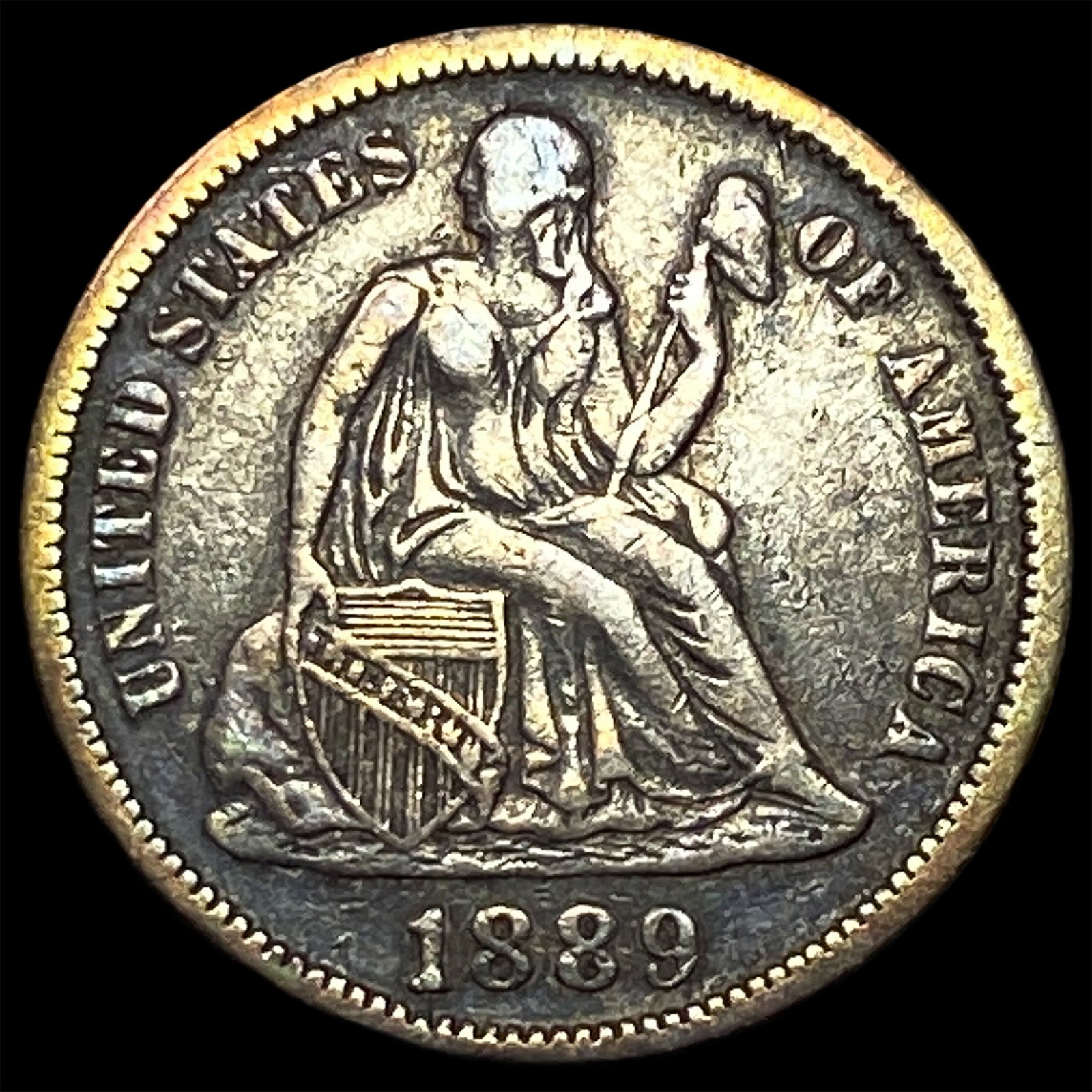 1889 Seated Liberty Dime NEARLY UNCIRCULATED: 1889 Seated Liberty Dime NEARLY UNCIRCULATED