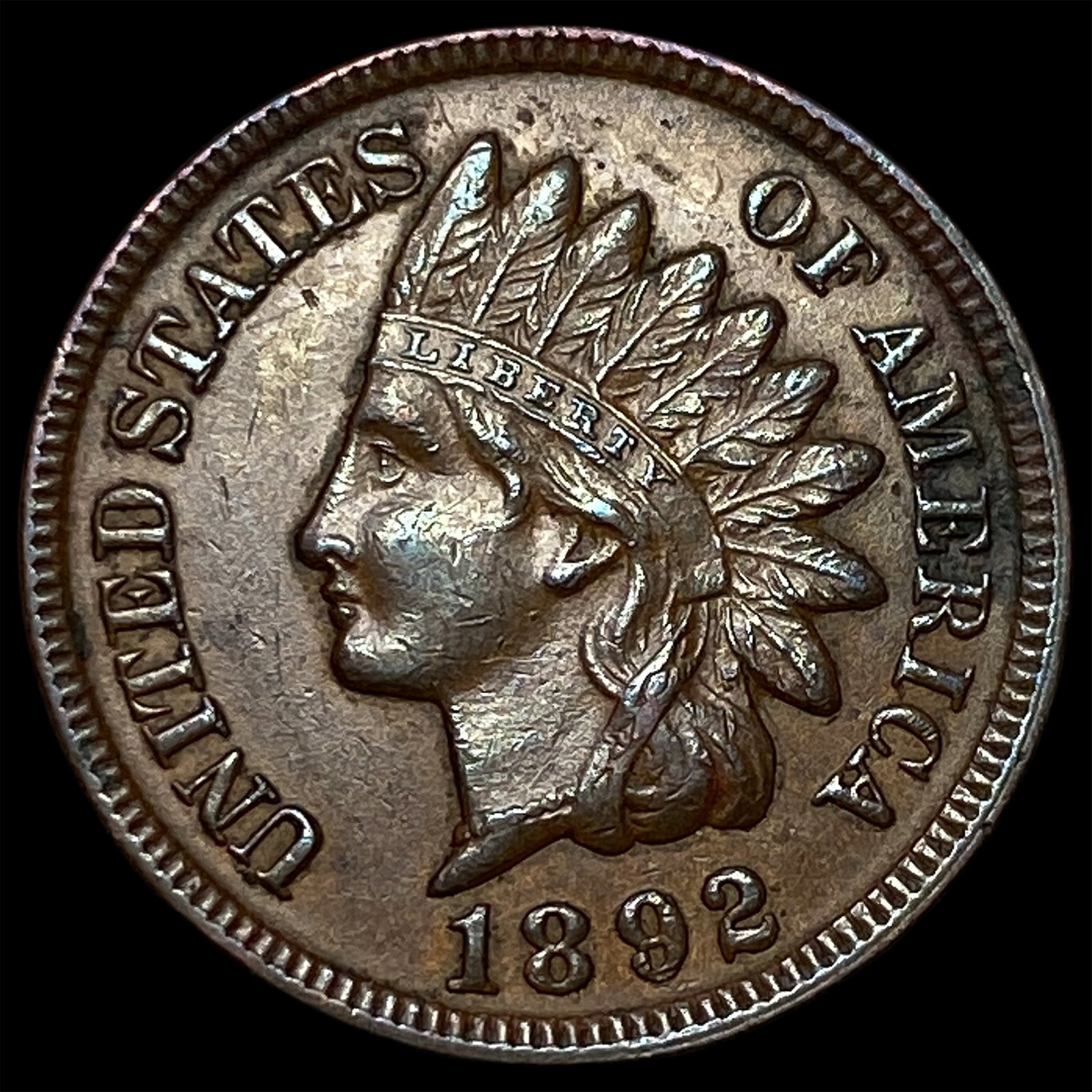 1892 Indian Head Cent CLOSELY UNCIRCULATED: 1892 Indian Head Cent CLOSELY UNCIRCULATED
