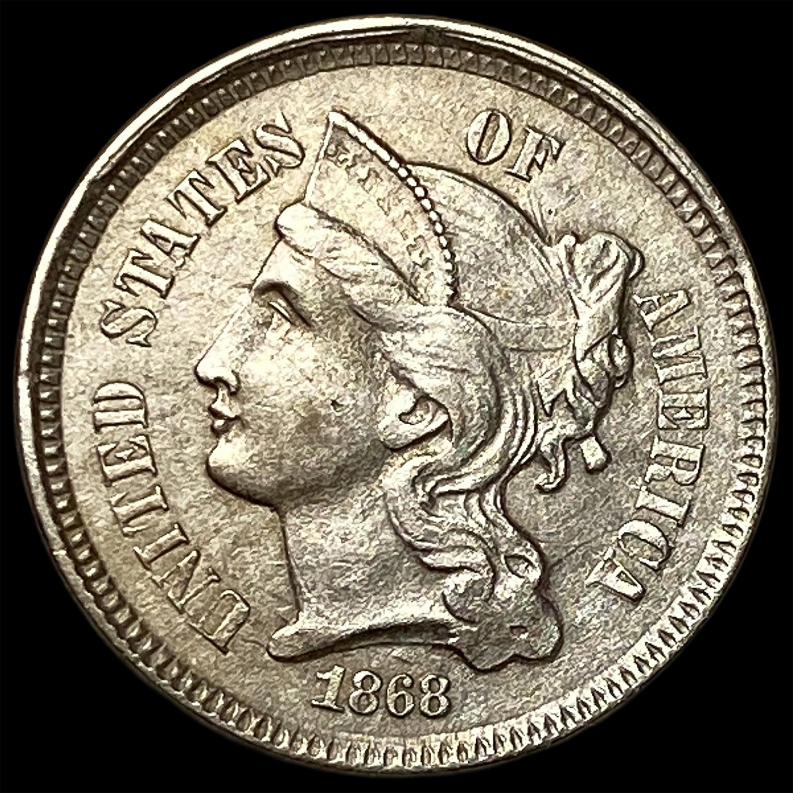 1868 Nickel Three-Cent Piece UNCIRCULATED: 1868 Nickel Three-Cent Piece UNCIRCULATED