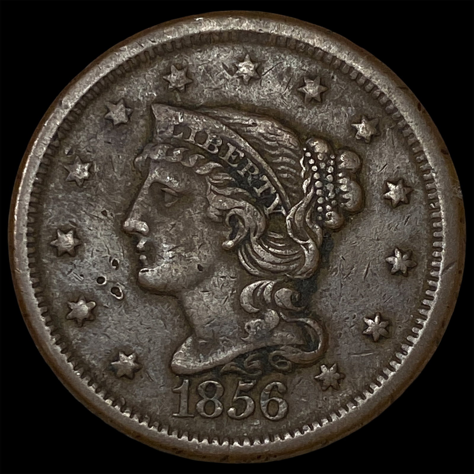 1856 Braided Hair Large Cent NEARLY UNCIRCULATED (1 of 2)
