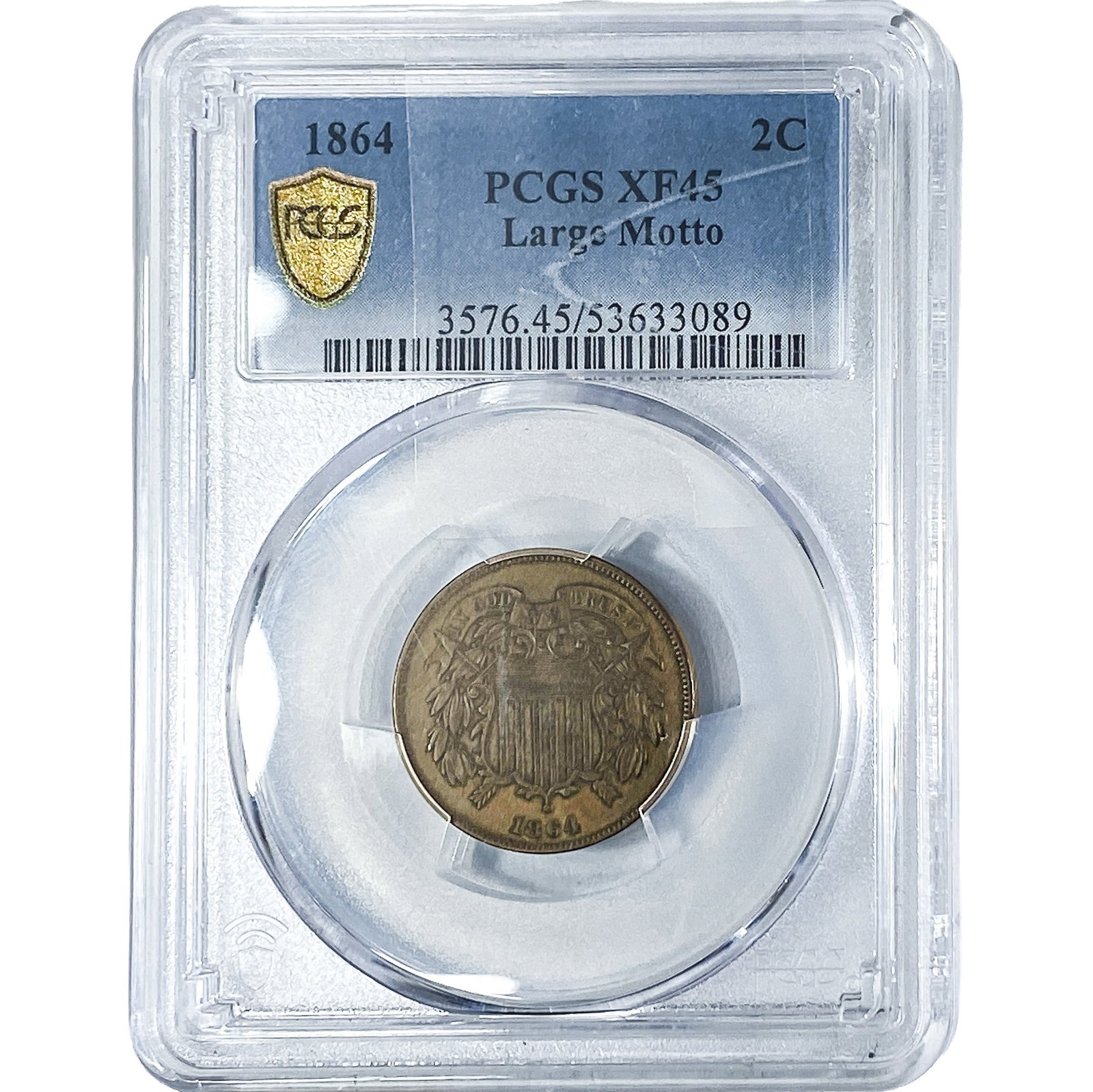 1864 2C Shield PCGS XF45 Large Motto (1 of 2)
