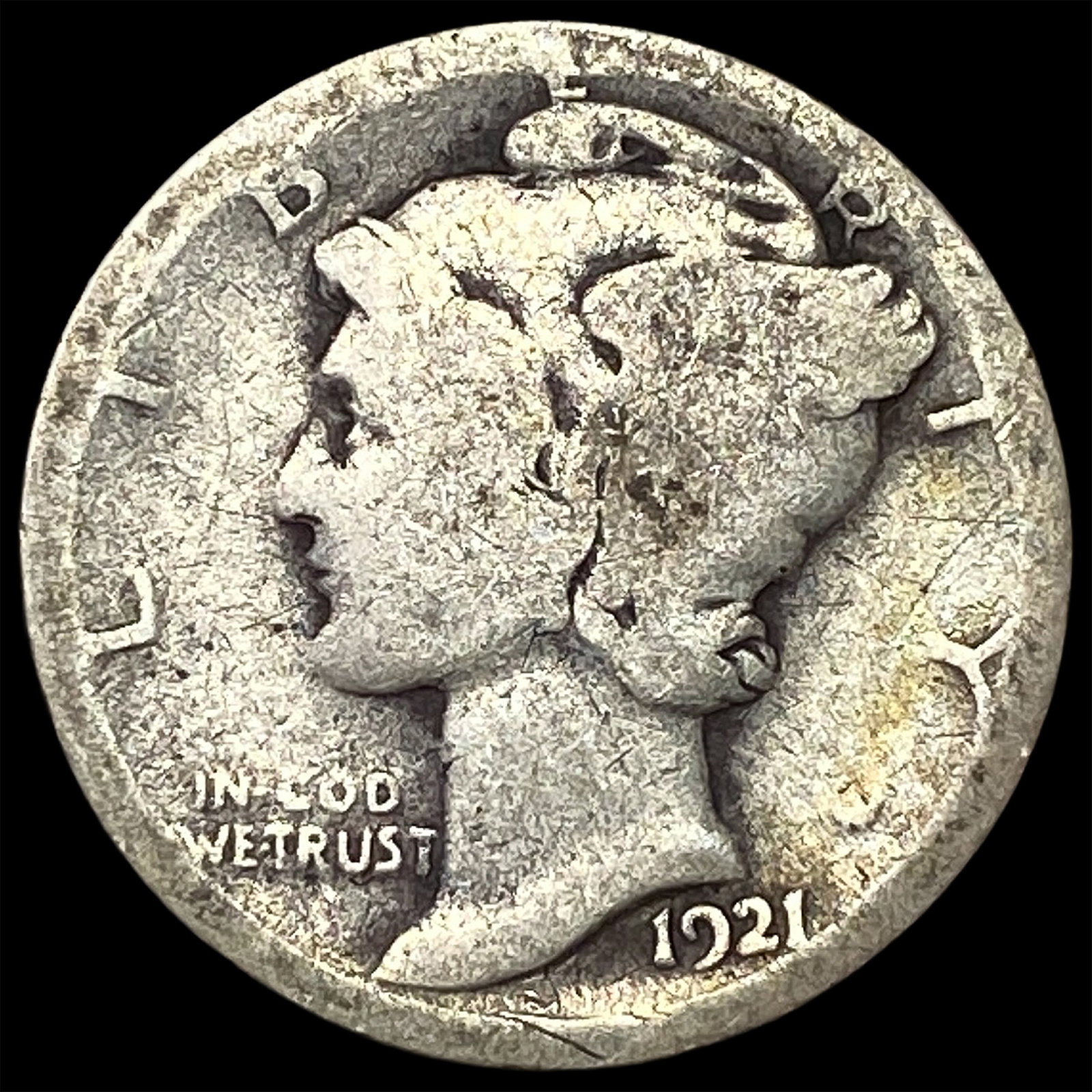1921 Silver Mercury Dime LIGHTLY CIRCULATED: 1921 Silver Mercury Dime LIGHTLY CIRCULATED