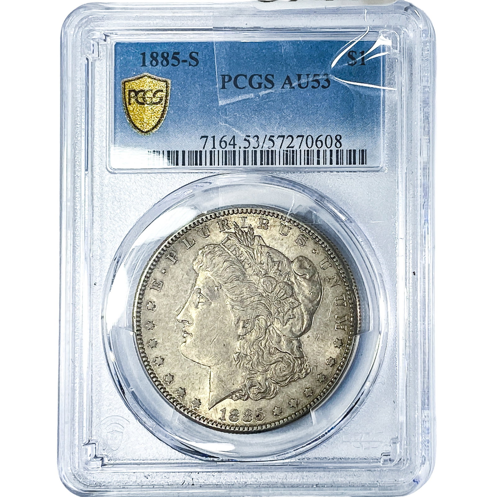 1885-S Morgan Silver Dollar PCGS AU53: 1885-S Morgan Silver Dollar PCGS AU53